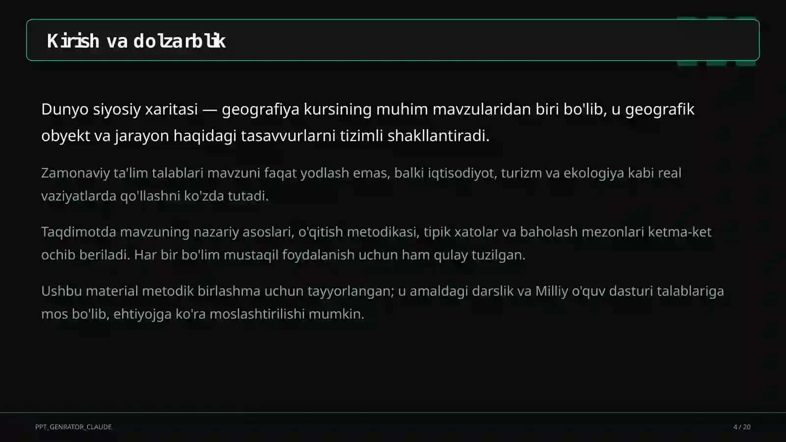 Dunyo siyosiy xaritasi (10-sinf) 4