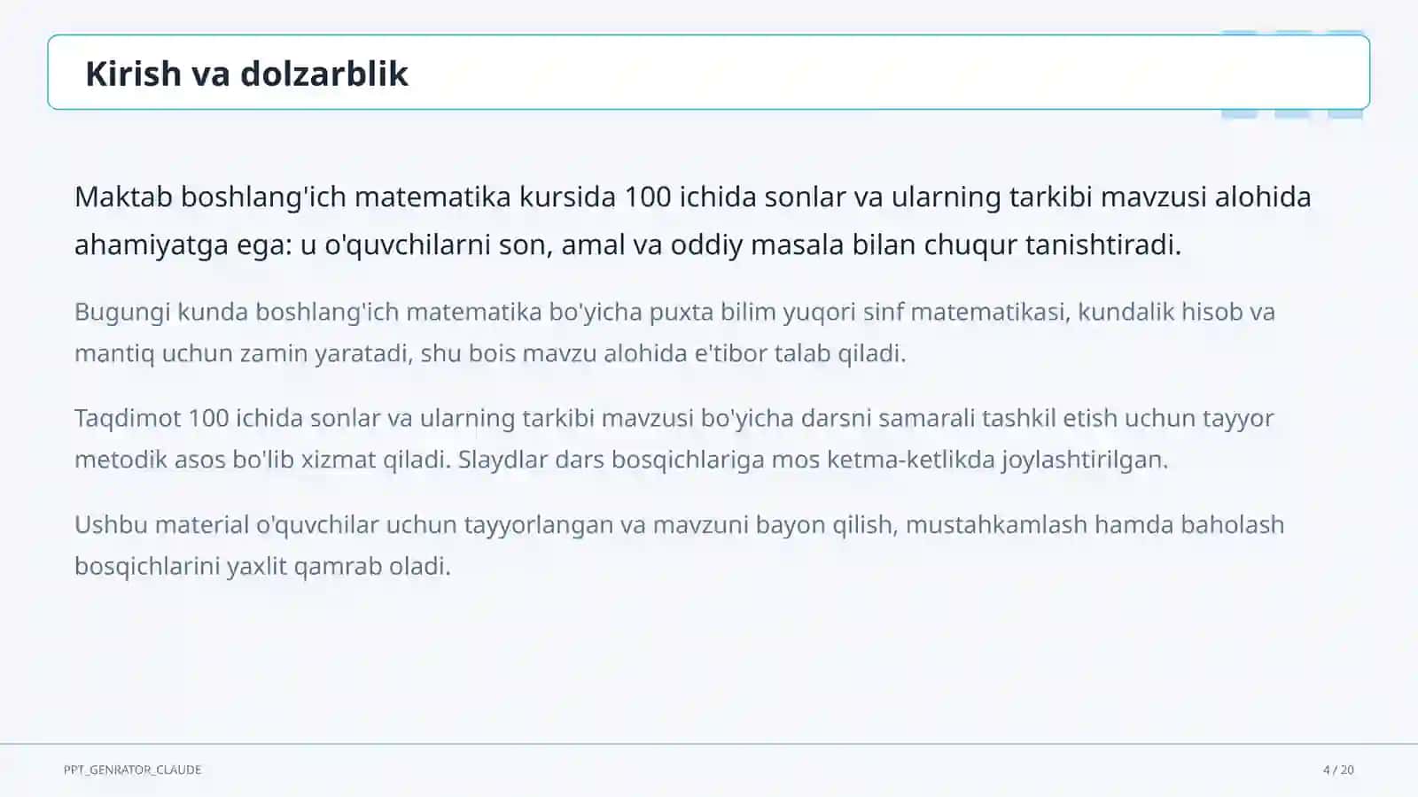 100 ichida sonlar va ularning tarkibi (2-sinf) 4