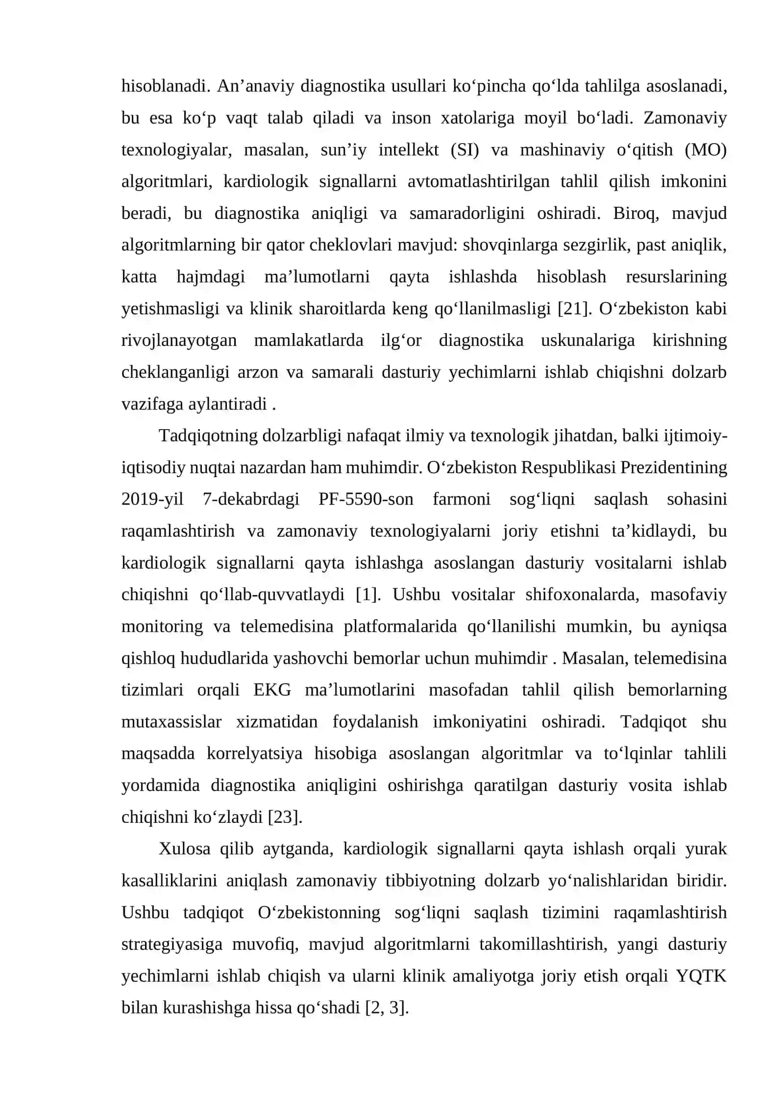 KARDIOLOGIK SIGNALLARNI QAYTA ISHLASH ORQALI YURAK KASALLIKLARINI ANIQLASHNING DASTURIY VOSITASINI ISHLAB CHIQISH 4