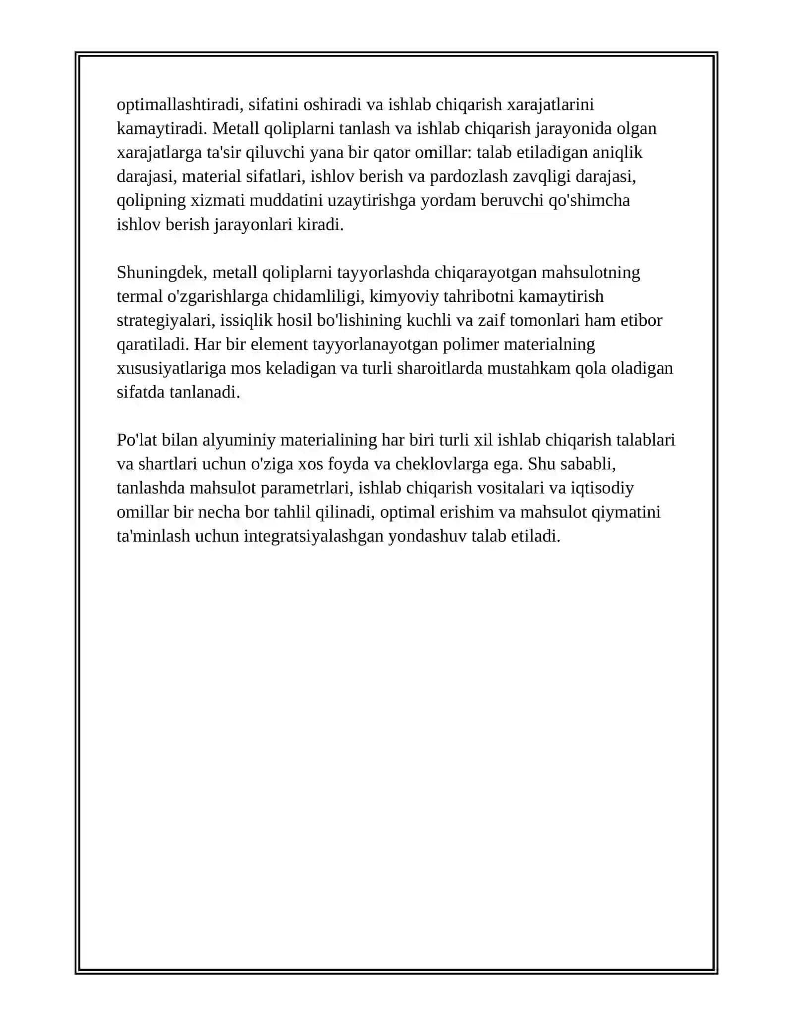 REZINA-POLIMER MATERIALLAR ISHLAB CHIQARISHDA QO’LLANILADIGAN QOLIBLAR VA YORDAMCHI MATERIALLAR 4