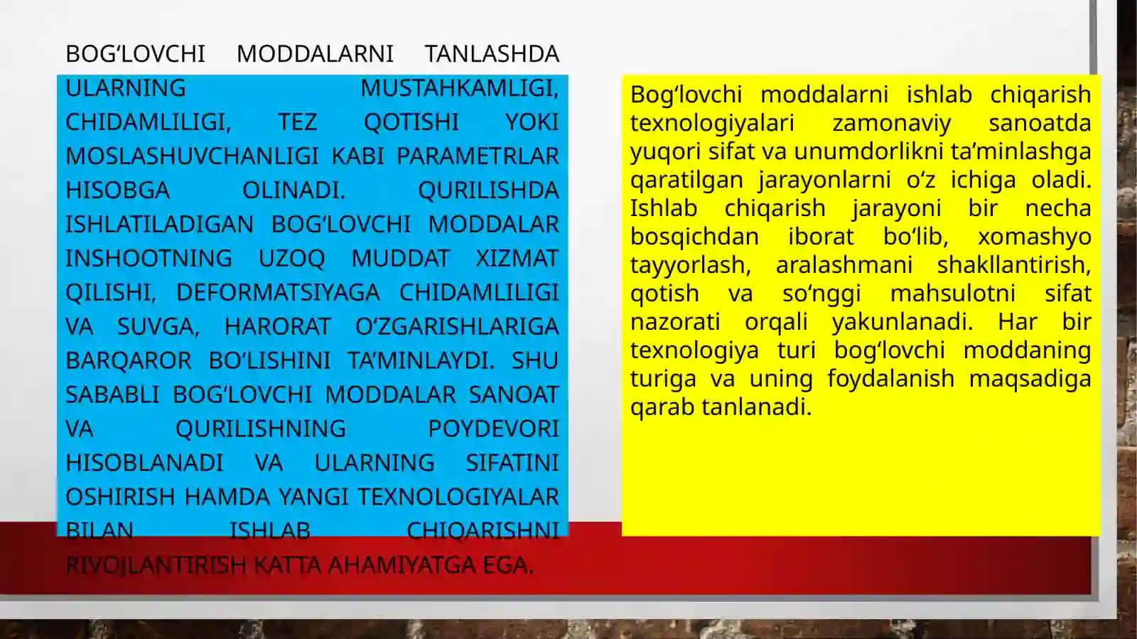 Bog'lovchi moddalarni ishlab chiqarishni rivojlantirish mavzusida tayyor taqdimot 4