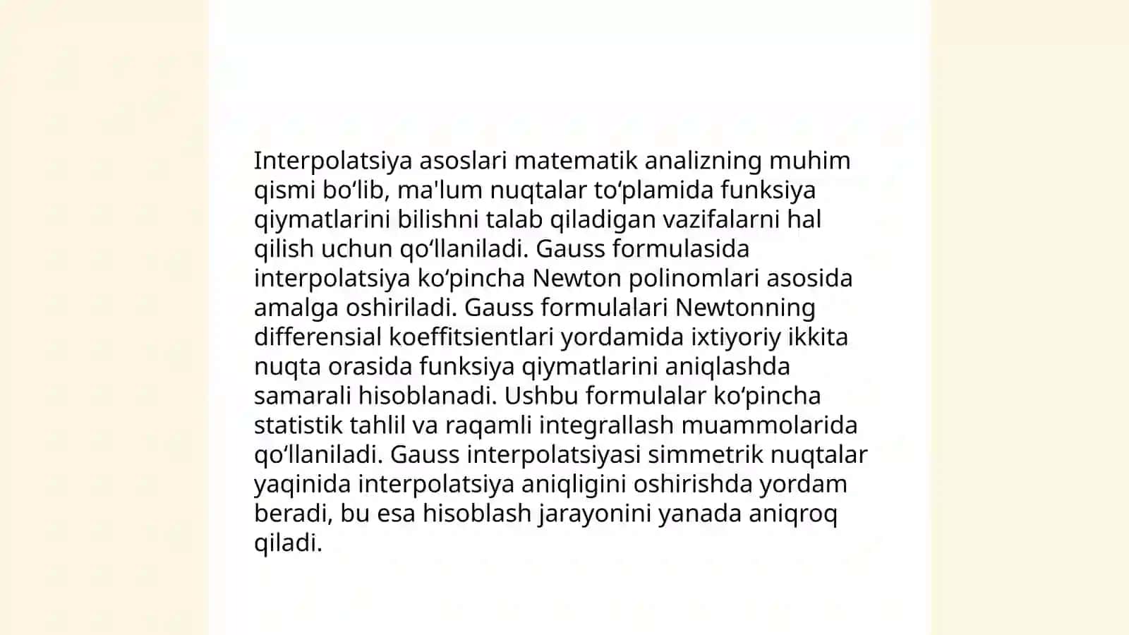 Gaussning ikkinchi Interpolyasion formulasi 4