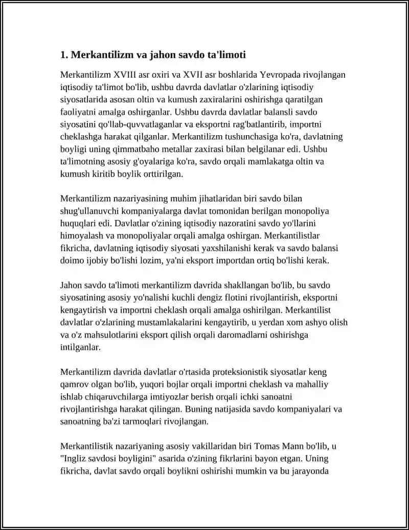 Merkantilizm va jahon savdo ta'limoti 4