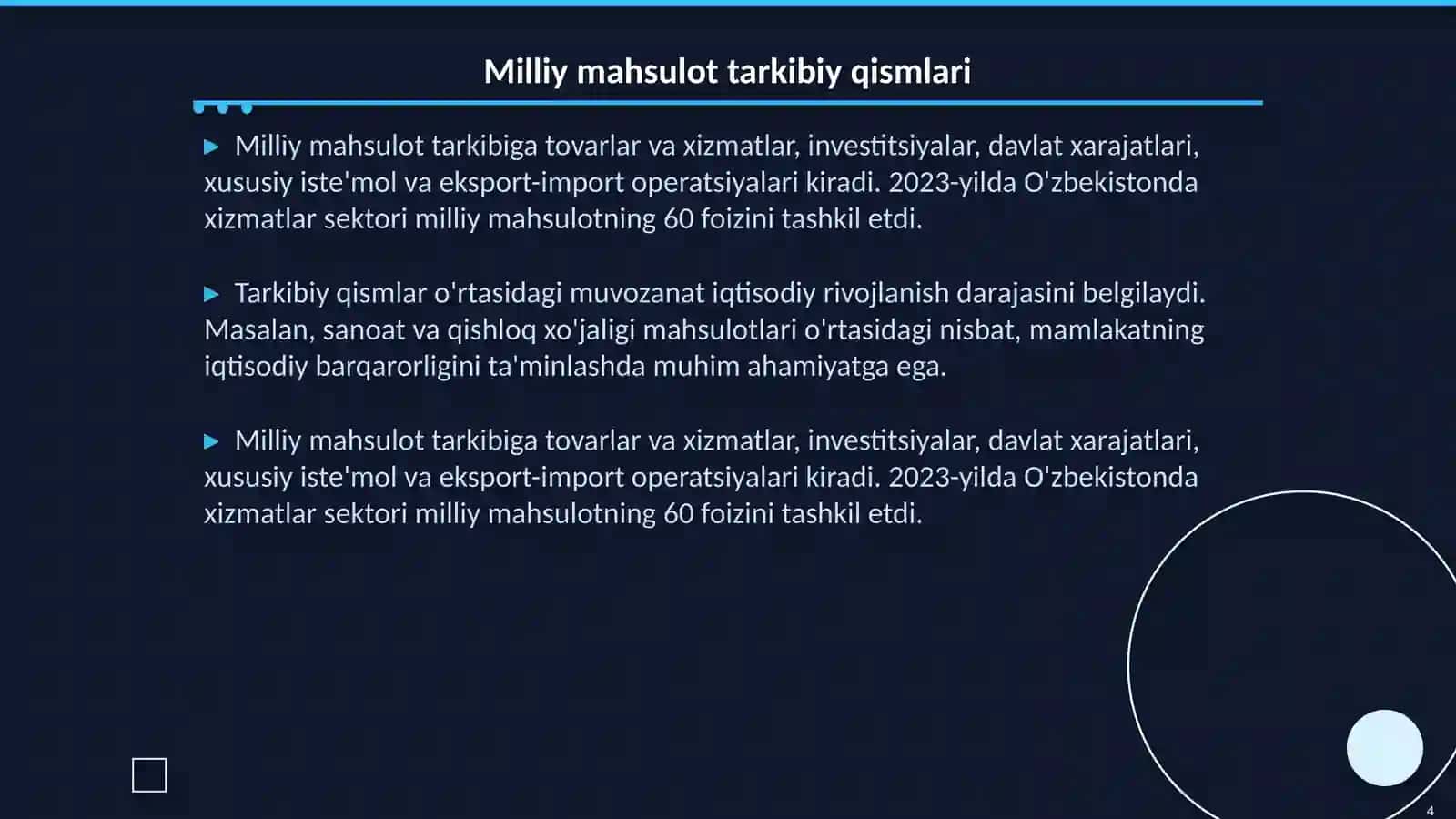 Milliy mahsulotning mazmuni, tarkibiy qismlari va harakat shakllari 4