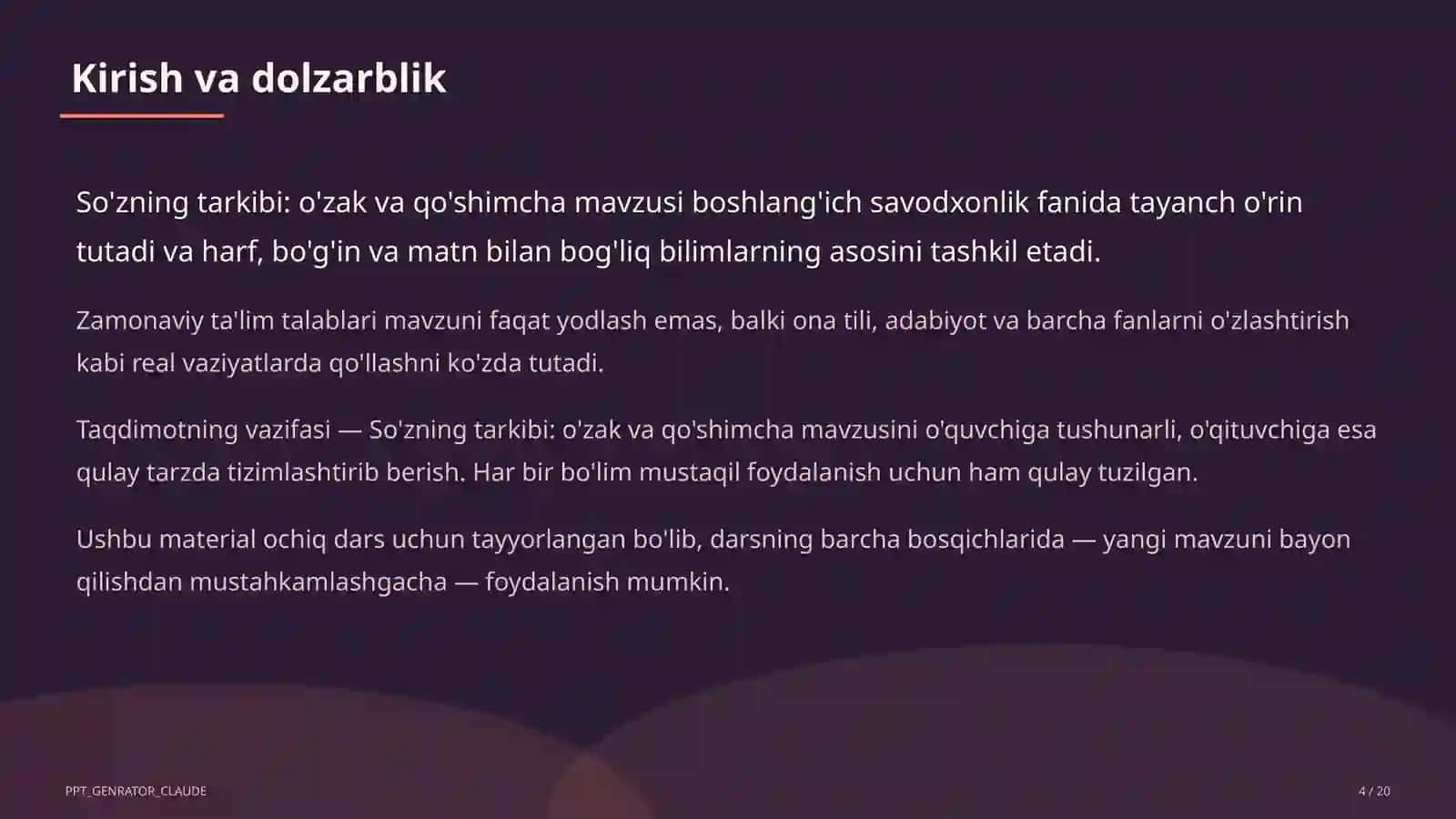 So'zning tarkibi: o'zak va qo'shimcha (3-sinf) 4