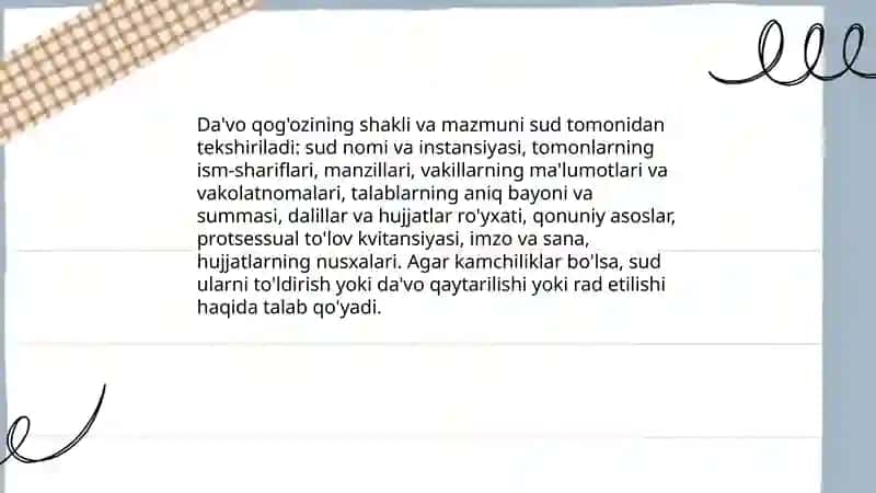 Da'vo ishlarini yuritish tartibi 4