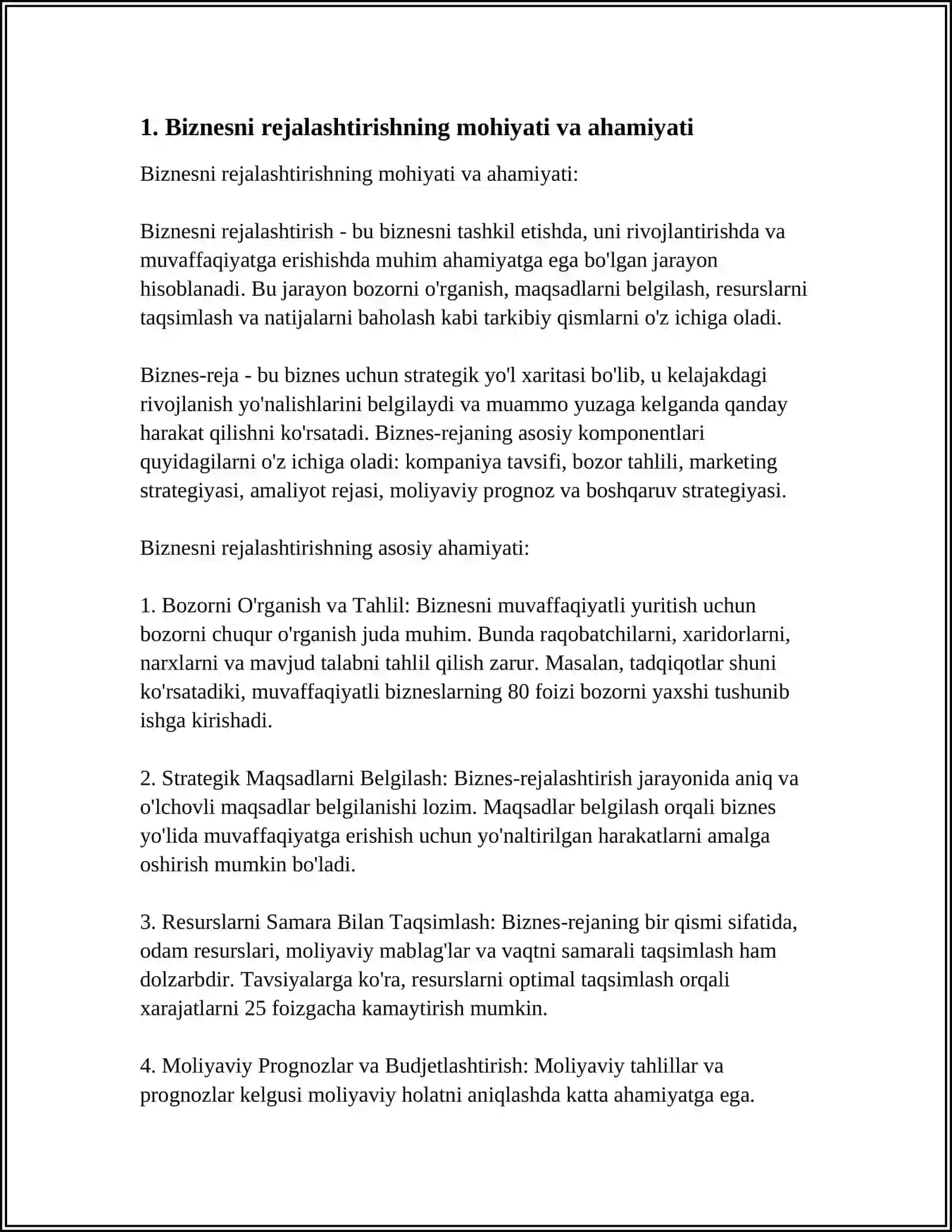 BIZNESNI REJALASHTIRISH VA UNING TURLARI 4