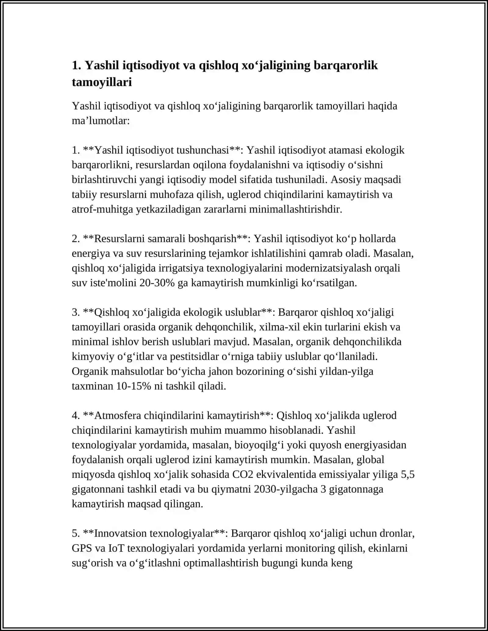QISHLOQ XOʼJALIGINI YASHIL IQTISODIYOT ASOSIDA BARQAROR RIVOJLANTIRISH 4