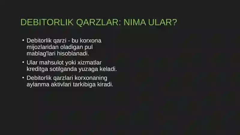 Debitorlik va Kreditorlik Qarzlarini Boshqarish 4