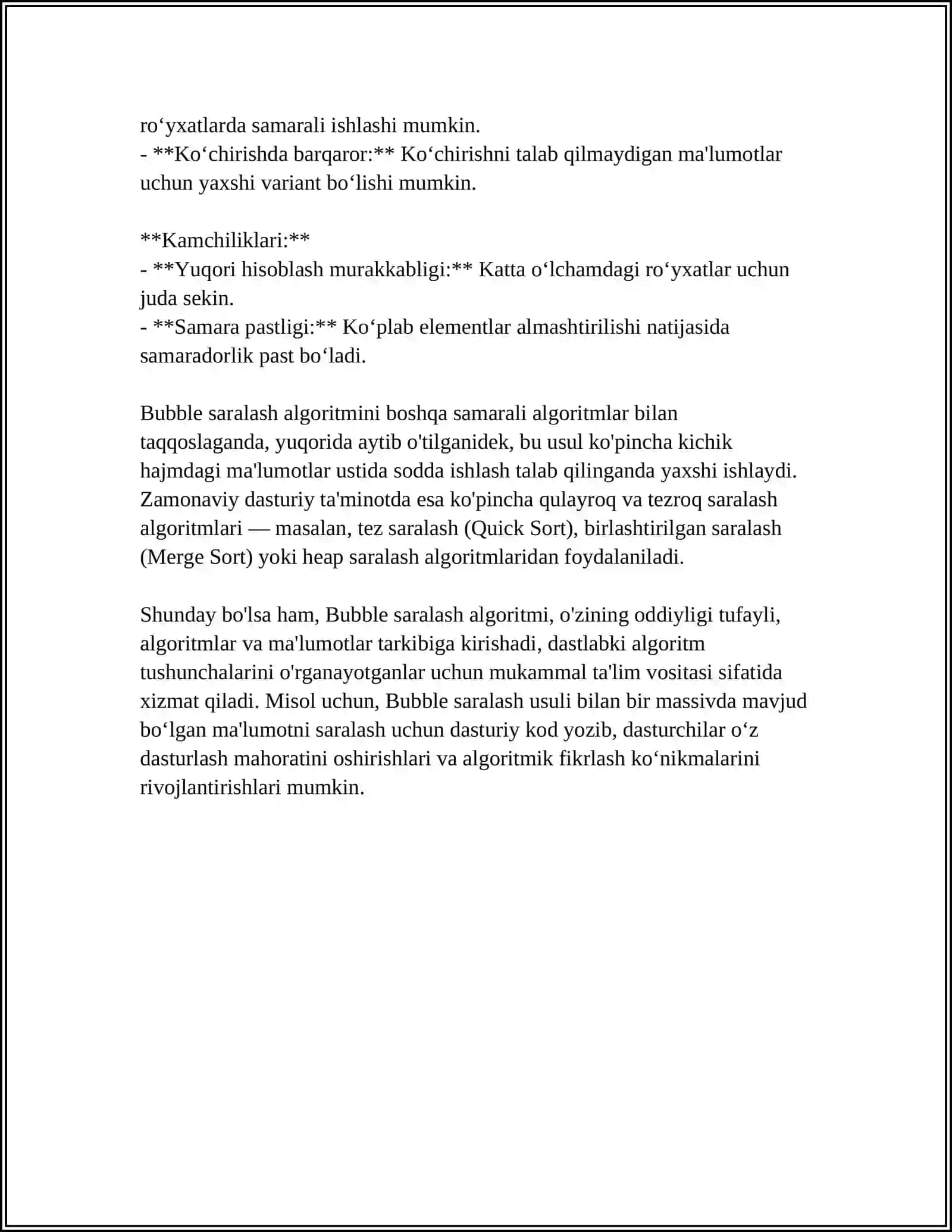 KO’P O’LCHOVLI BELGILI VA SATRLI TURDAGI RO’YXATLARGA SARALASH VA QIDIRUV ALGORITMLARI 4