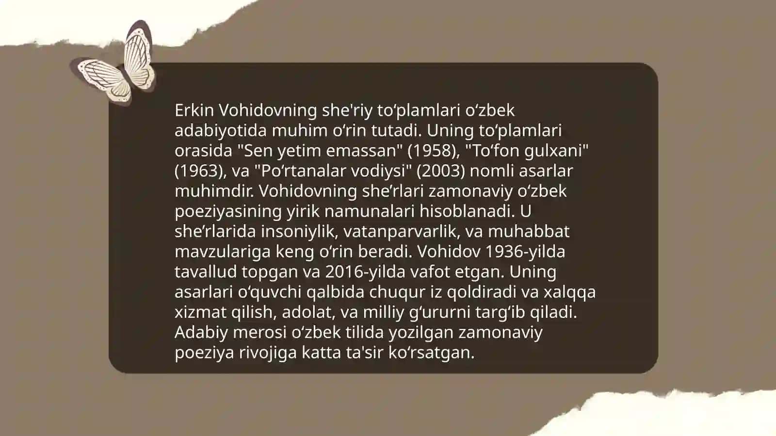 Abdulla Oripov va Erkin Vohidov she’riy to’plamlari tahlili 4