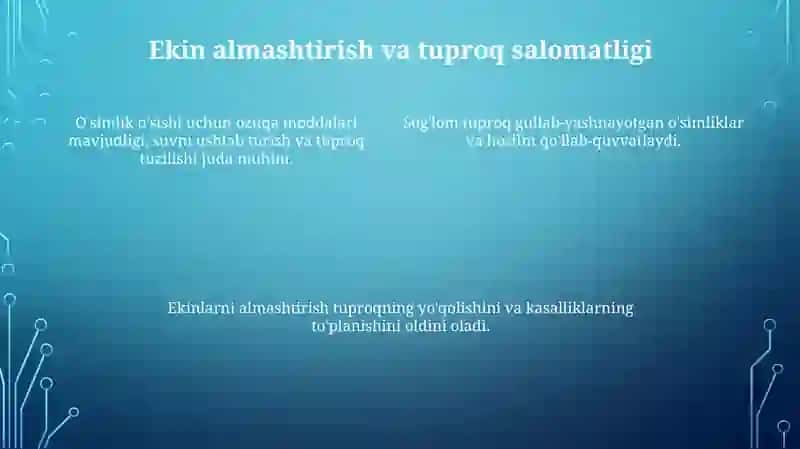 Dehqonchilikning asosiy qonunlari va o‘simliklarning hayot omillari 4