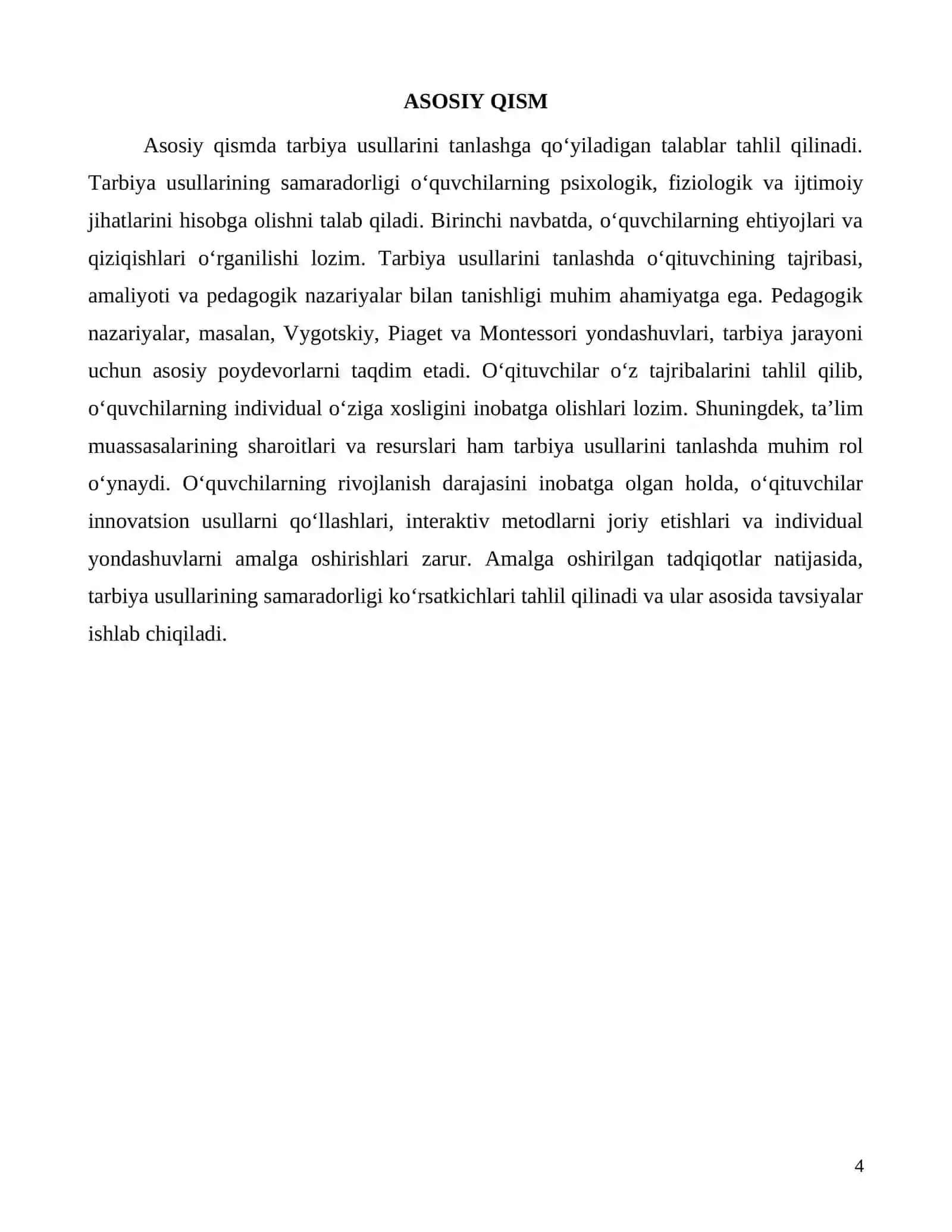 Boshlang‘ich ta’limda tarbiya usullarini tanlash talablari 4