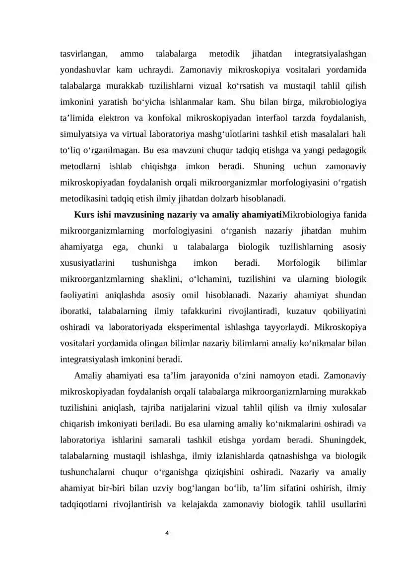 MIKROBIOLOGIYA FANIDA MIKROORGANIZMLAR MORFOLOGIYASINI O‘RGATISH UCHUN ZAMONAVIY MIKROSKOPIYA VOSITALARIDAN FOYDALANISH 4