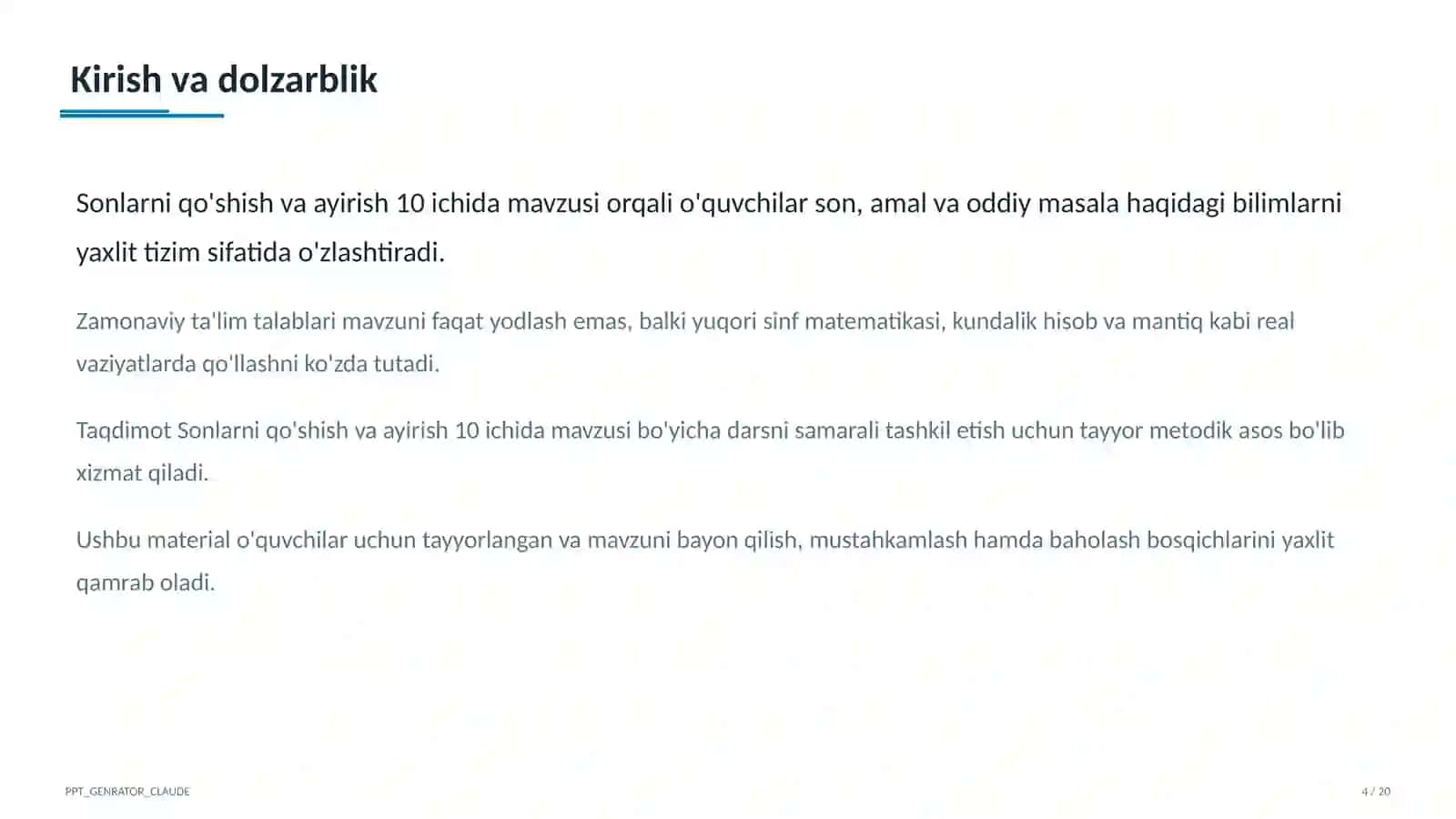 Sonlarni qo'shish va ayirish 10 ichida (1-sinf) 4