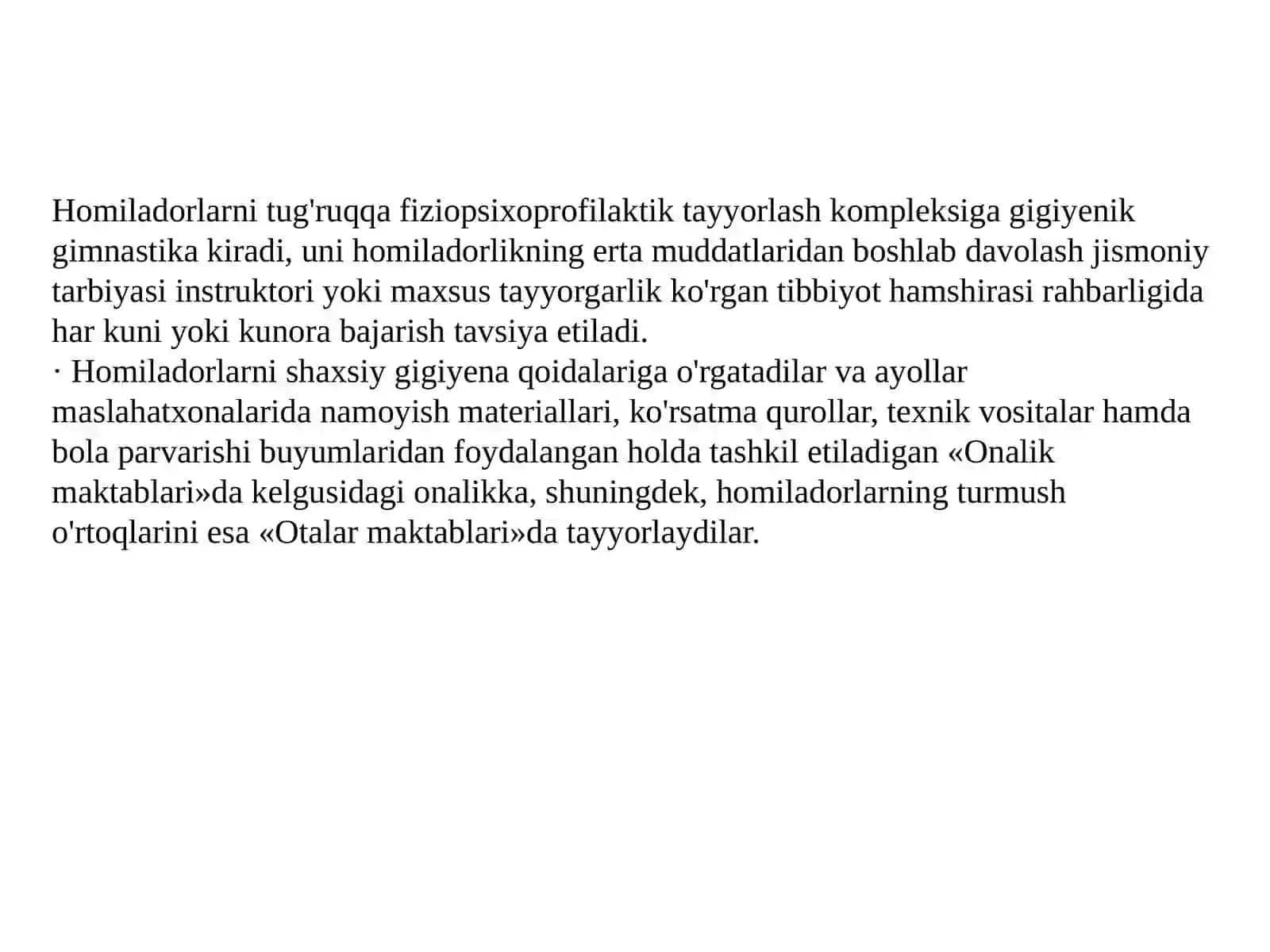 Homilador ayollarni tug'ruqqa tayyorlash usullari 4