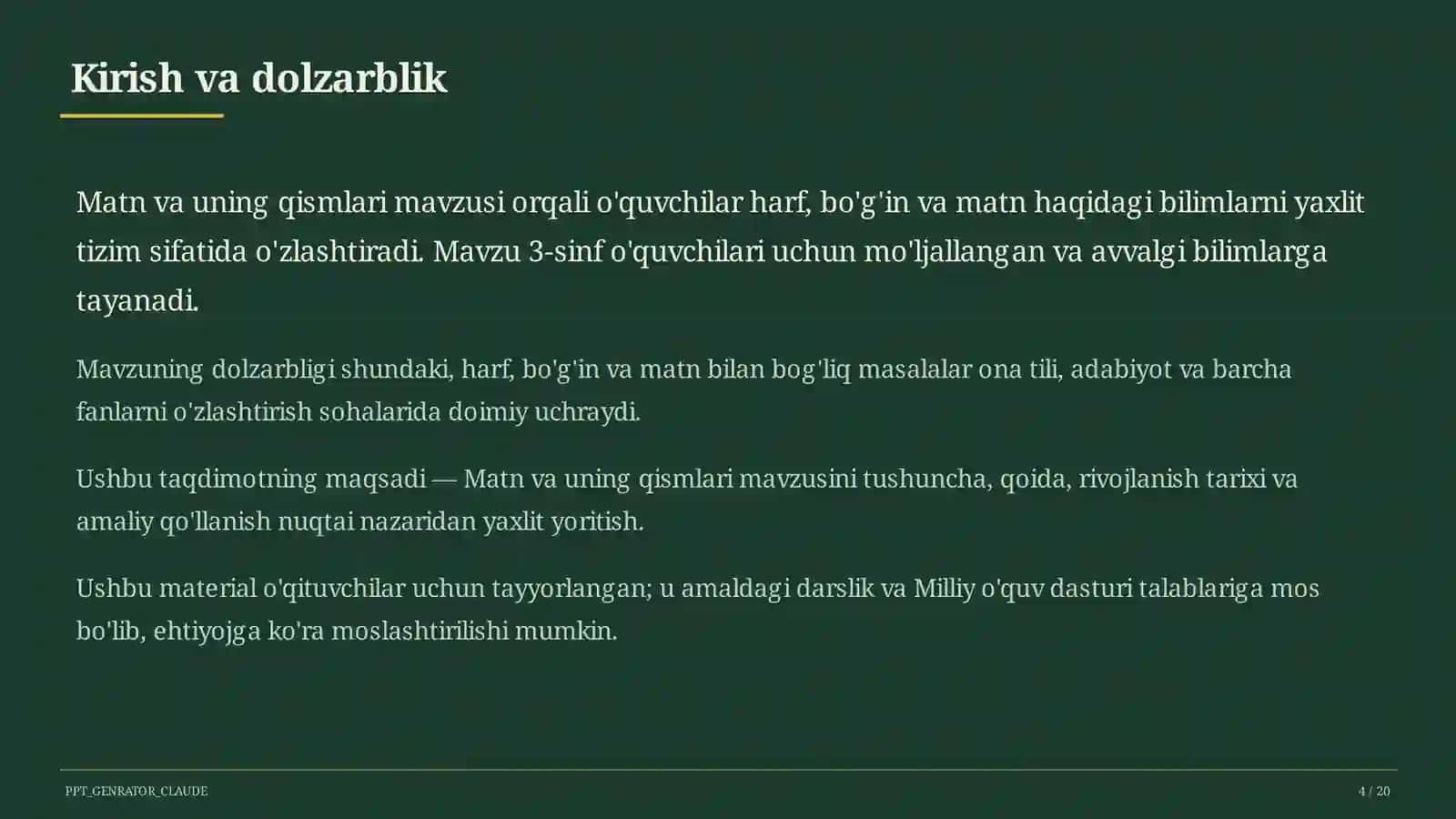 Matn va uning qismlari (3-sinf) 4