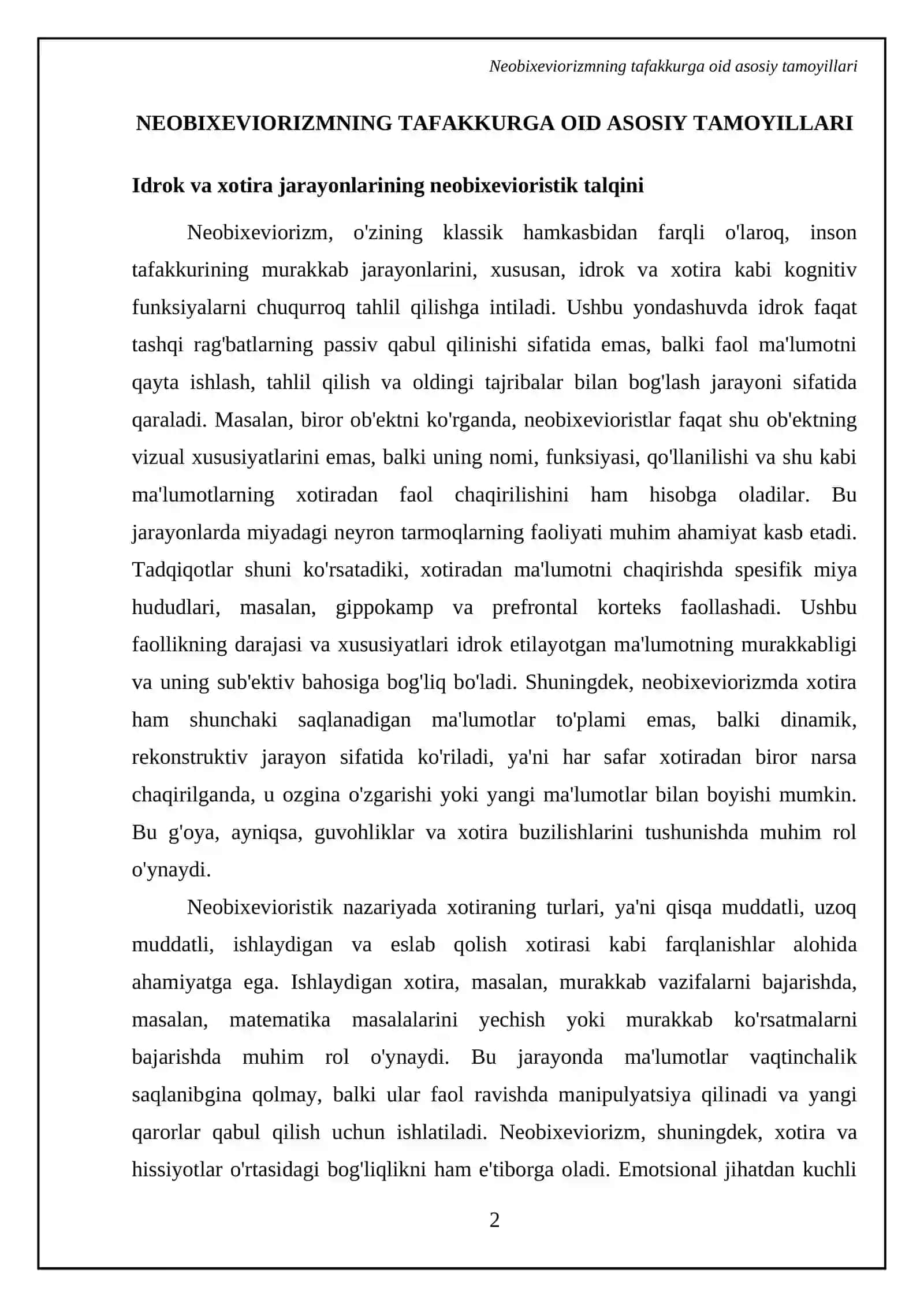 Neobixeviorizmda tafakkur muammosi 4