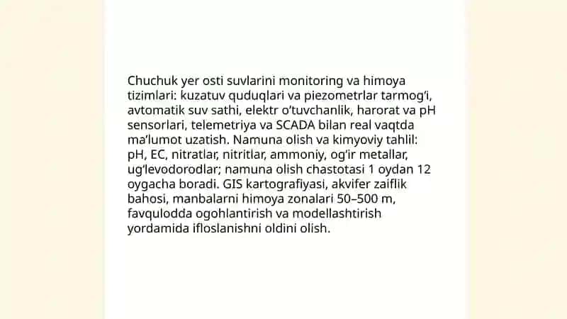 Chuchuk suvlarni muhofaza qilish monitoringi 4