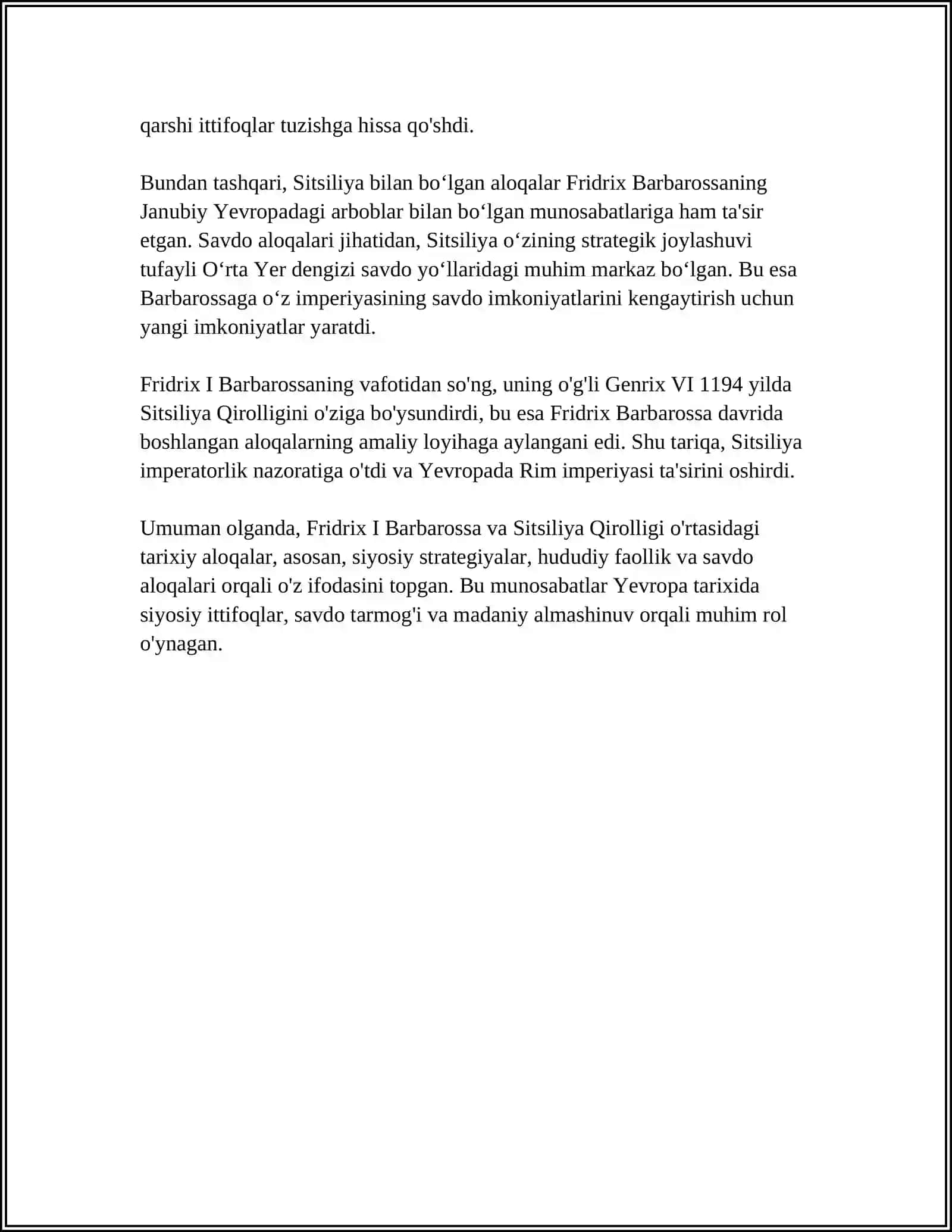 FRIDRIX 1 BARBAROSSANING SITSILIYAGA TUTGAN SIYOSATI 4