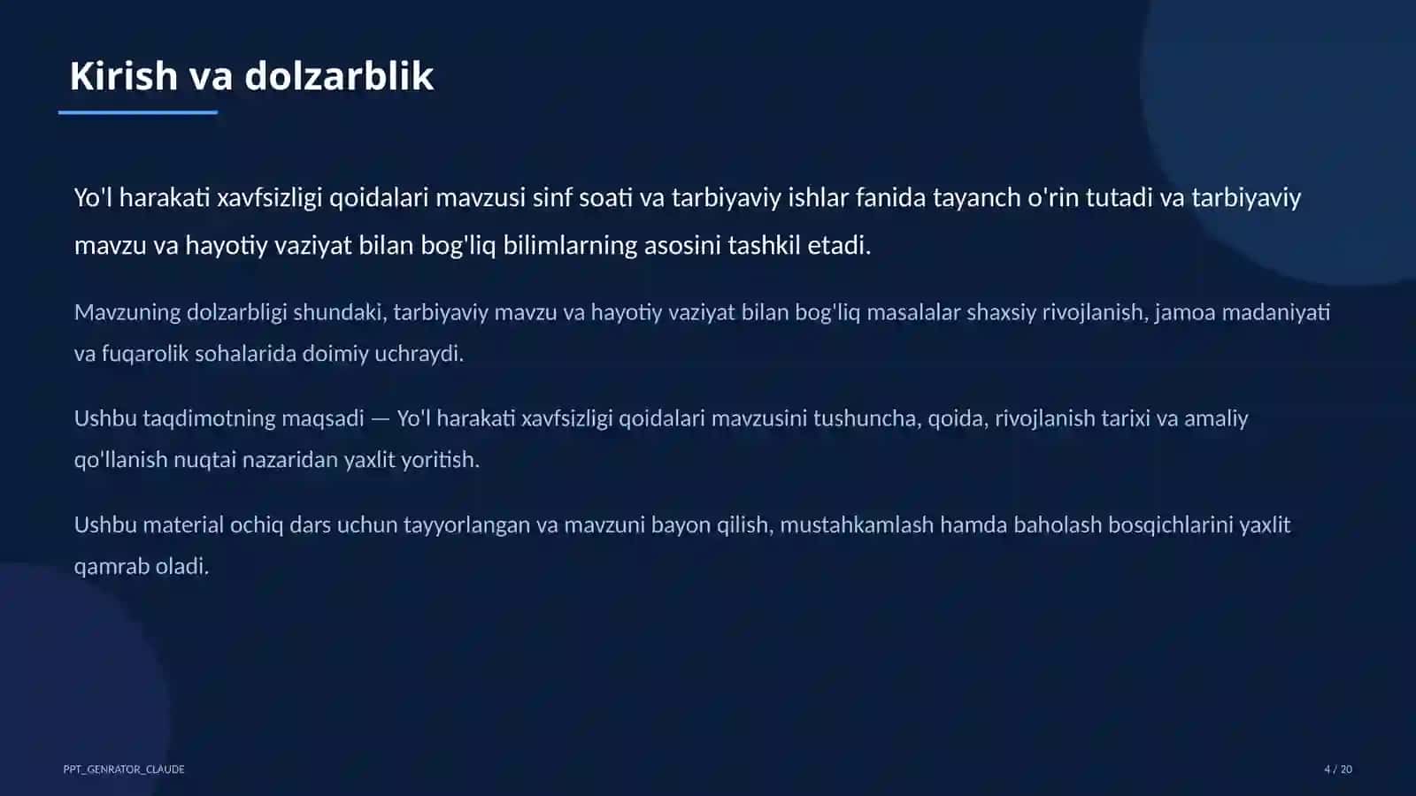 Yo'l harakati xavfsizligi qoidalari 4