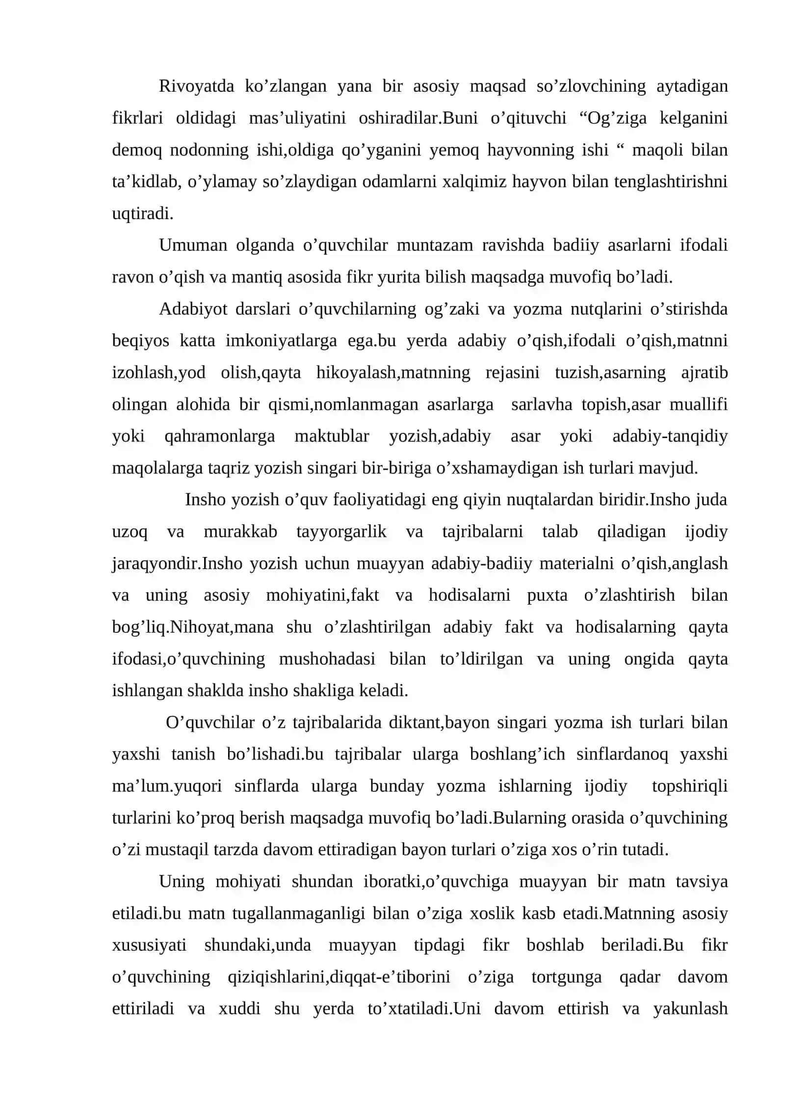 O’quvchilarning og’zaki va yozma nutqini o’stirishda adabiyotning roli 4