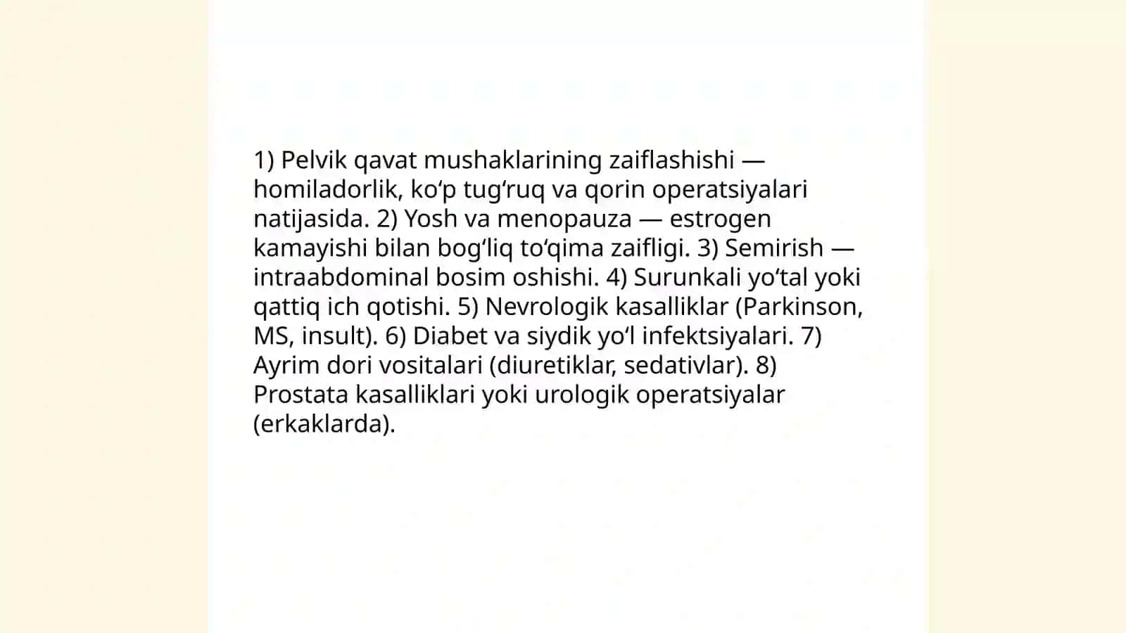 Siydik tuta olmaslikning turlari va sababi 4