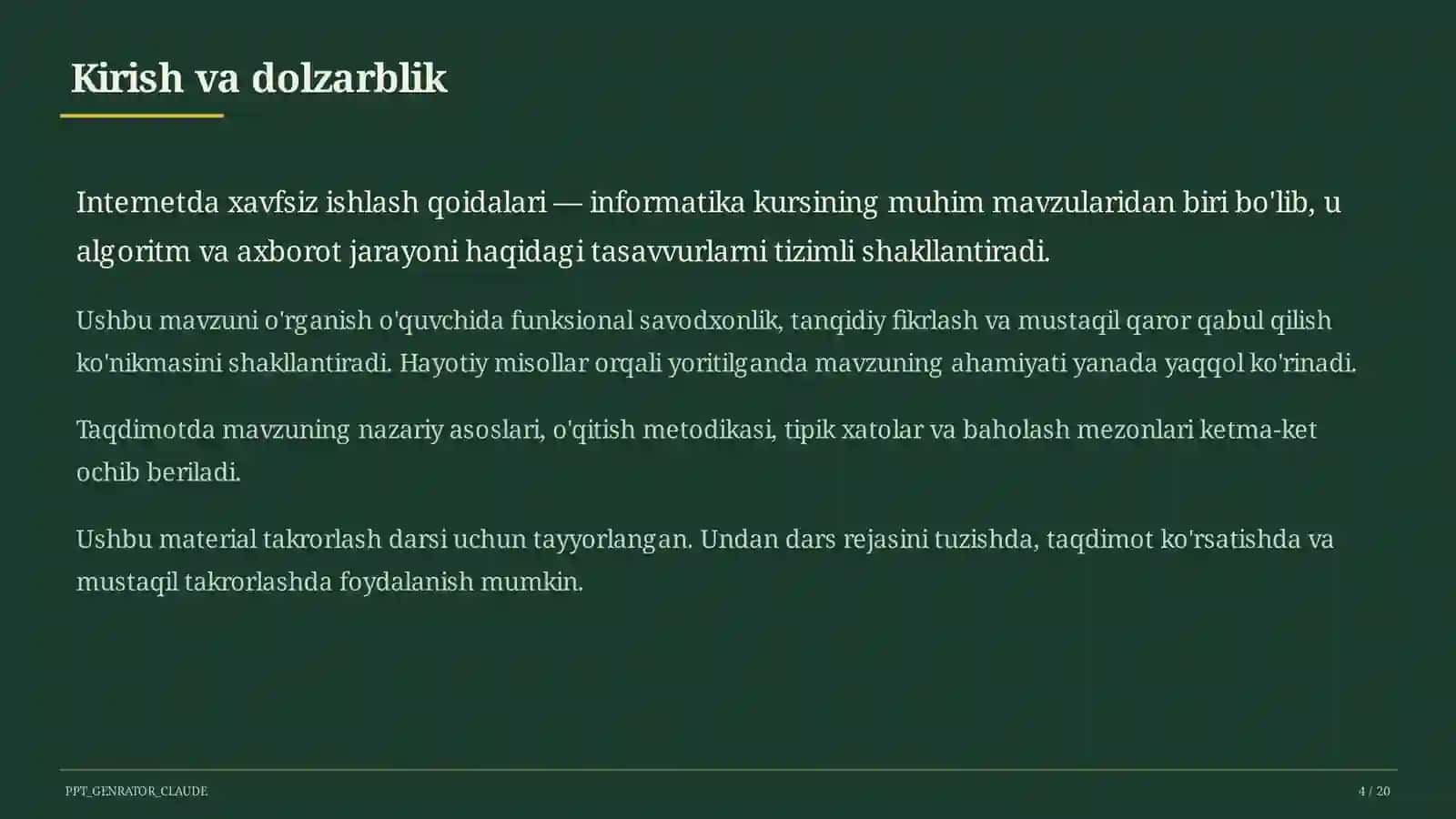 Internetda xavfsiz ishlash qoidalari (5-sinf) 4