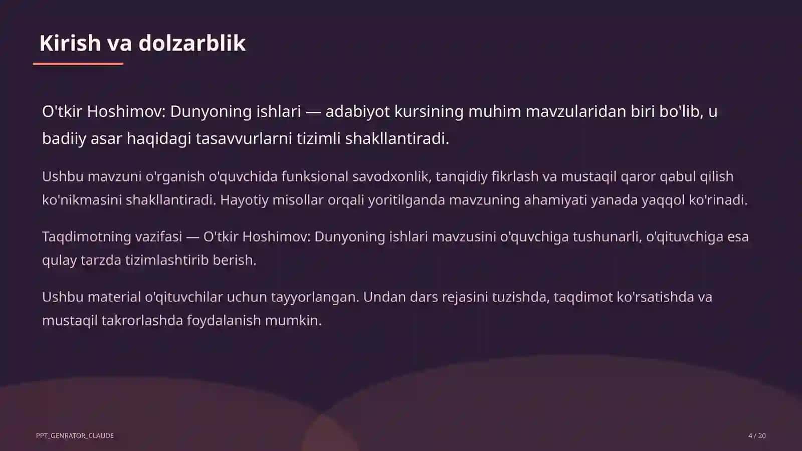 O'tkir Hoshimov: Dunyoning ishlari (7-sinf) 4