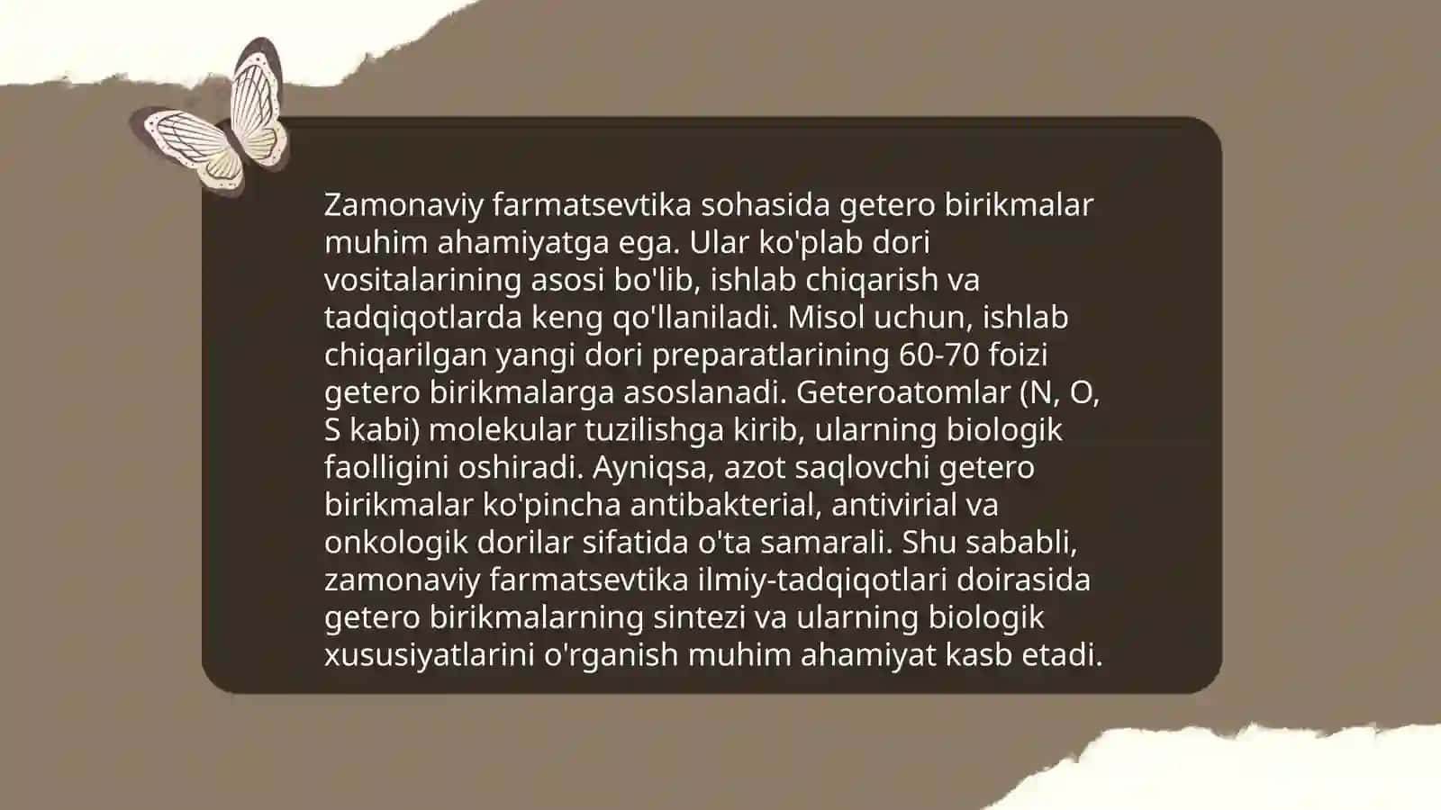 Getero va Poli funksional birikmalar asosida ishlab chiqarilgan zamonaviy dori vositalari 4