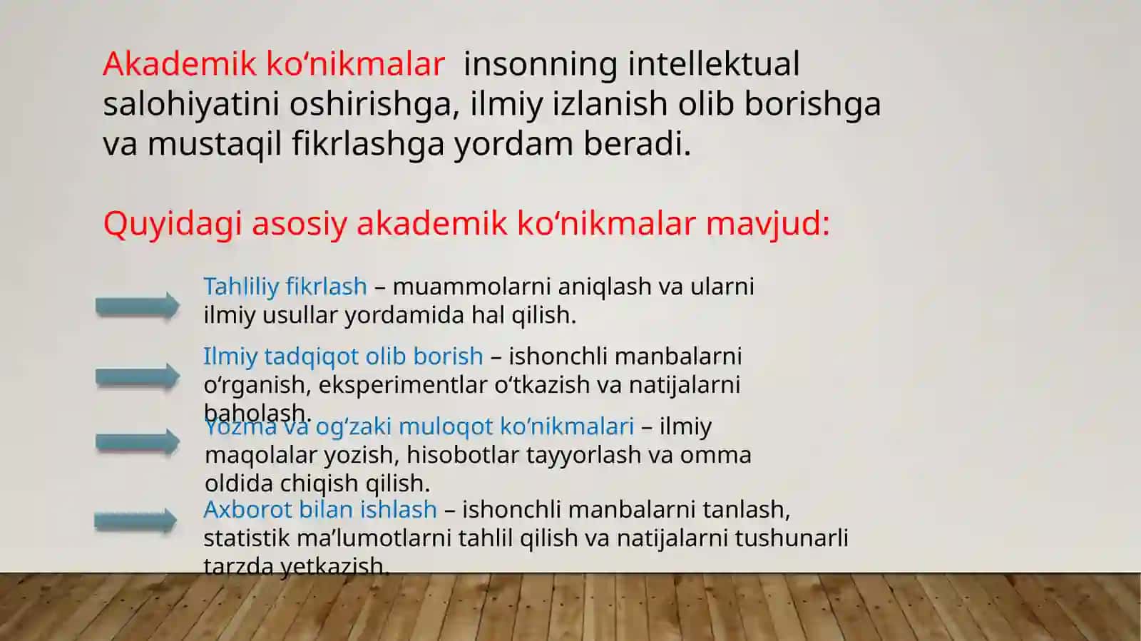 Akademik ko‘nikmalar va kasbiy kompetentlik faniga kirish 4