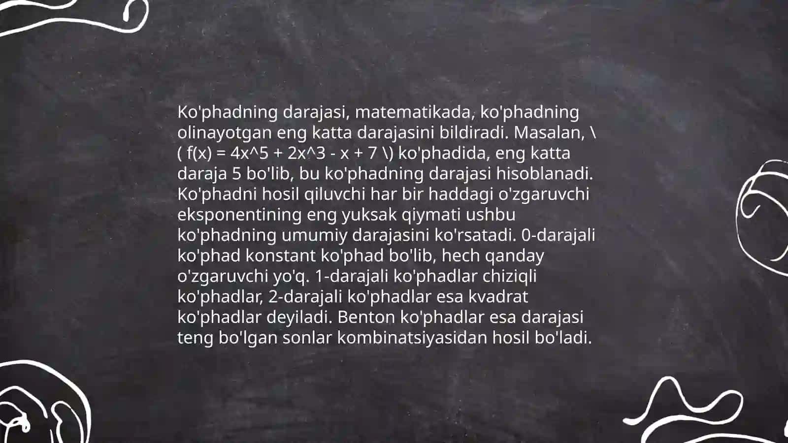Matematikada ko'phadlar tushunchasi va ularning turlari 4