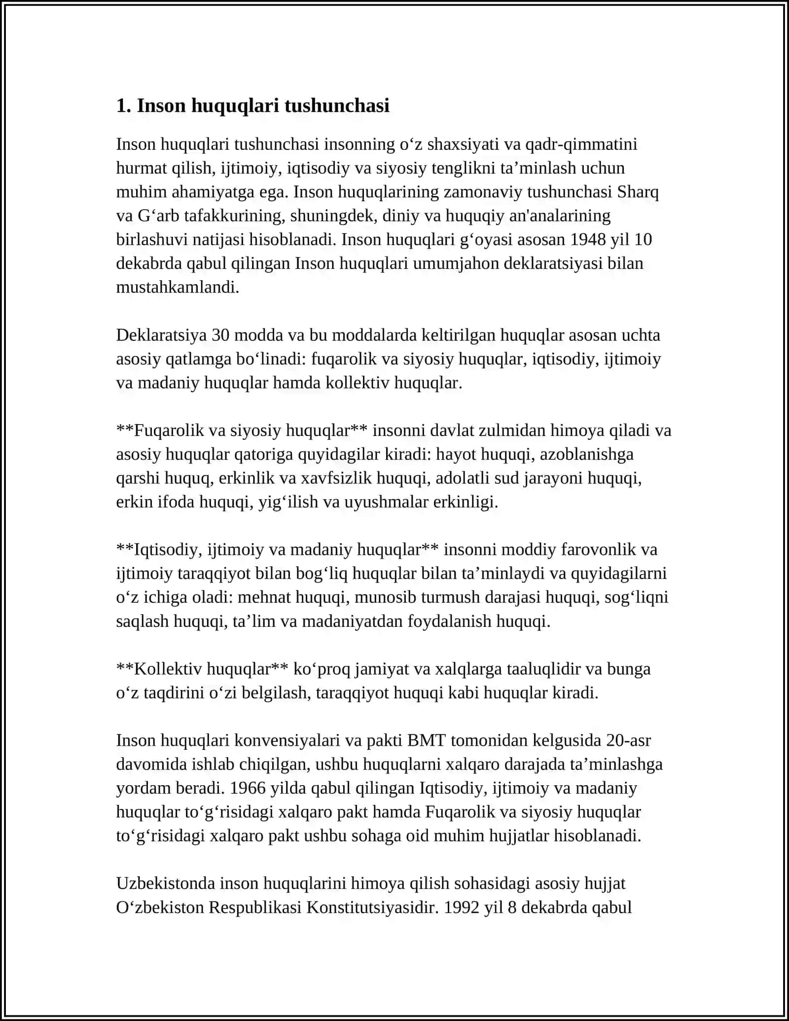 INSONNING HUQUQ VA ERKINLIKLARI TUSHUNCHASI 4