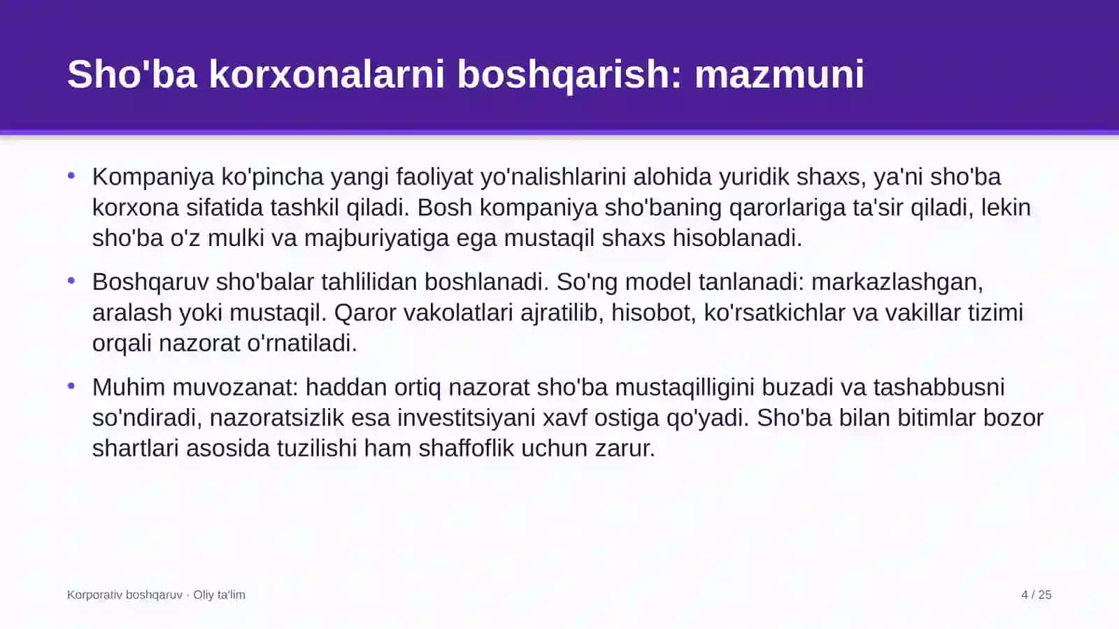 Elektr podstansiyalarida sho'ba korxonalarni boshqarish 4