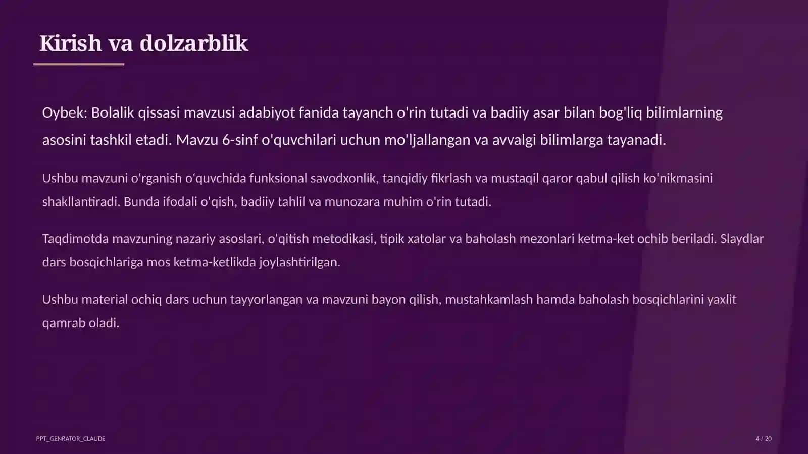 Oybek: Bolalik qissasi (6-sinf) 4