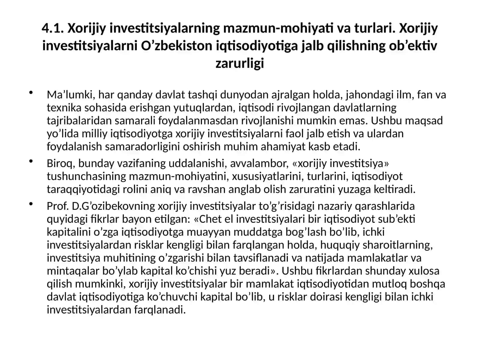 Iqtisodiyotni rivojlantirishda xorijiy investitsiyalarning roli 4