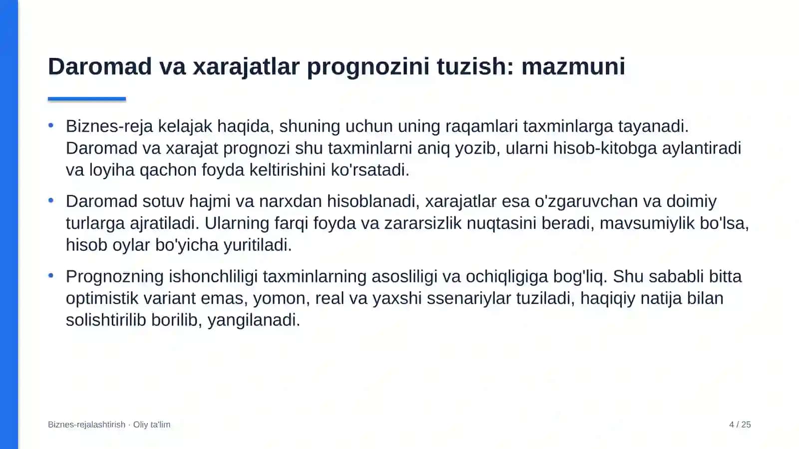 tog' chang'i majmualarida daromad va xarajatlar prognozini tuzish 8660 4