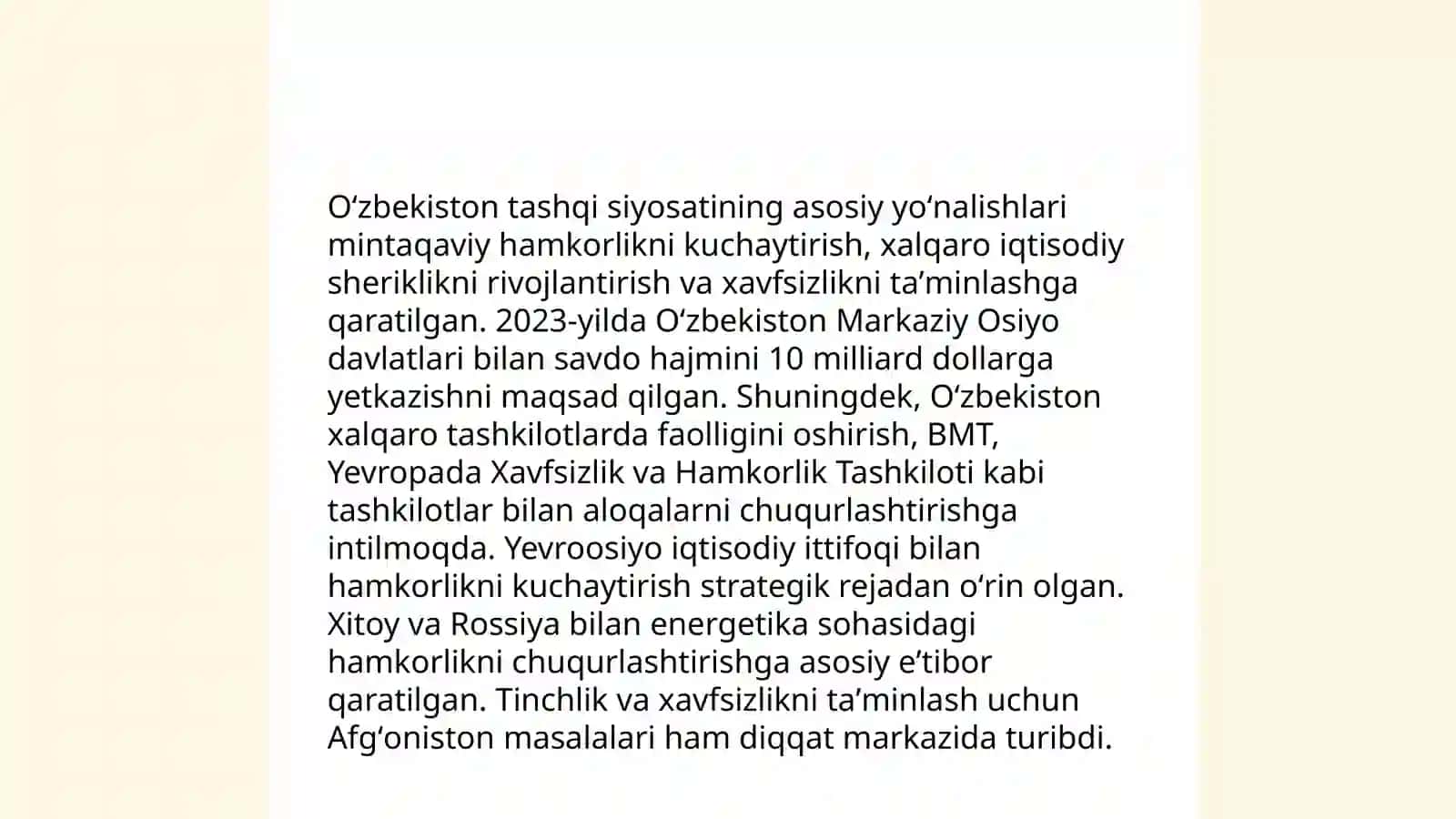 O'zbekiston Respublikasi xalqaro munosabatlarning to'la huquqli subyekti 4