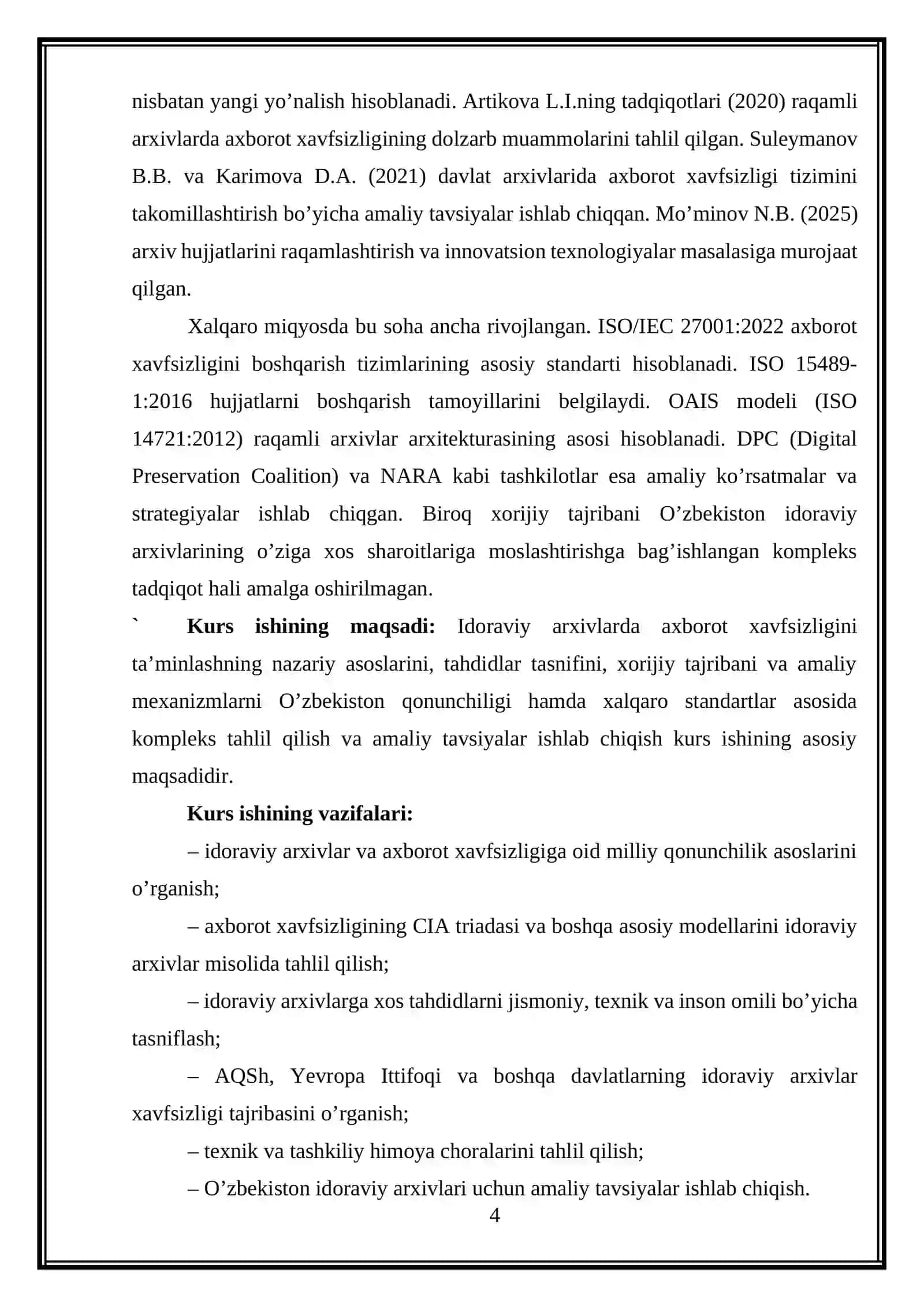 IDORAVIY ARXIVLARDA AXBOROT XAVFSIZLIGINI TAMINLASH 4