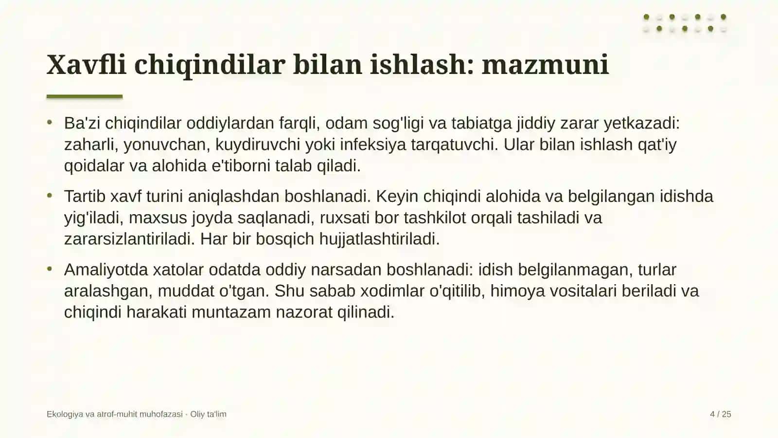 agrokimyo xizmatida xavfli chiqindilar bilan ishlash 6545 4
