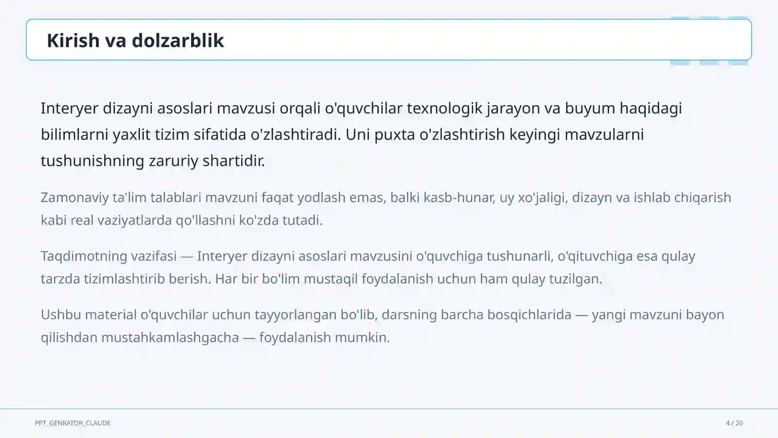 Interyer dizayni asoslari (8-sinf) 4
