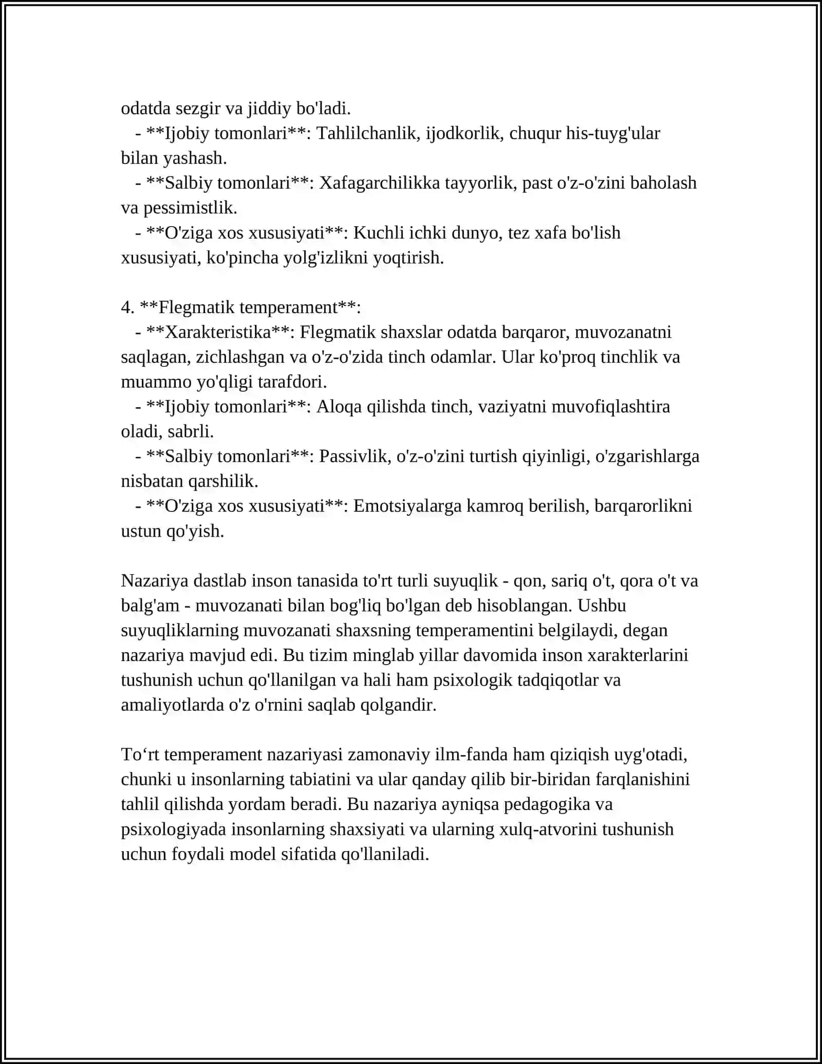 4 TA TEMPERAMENT HAQIDA 4