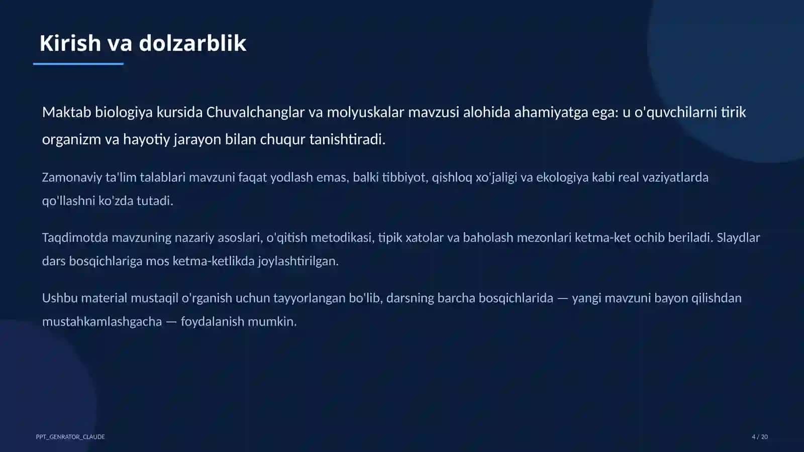 Chuvalchanglar va molyuskalar (7-sinf) 4