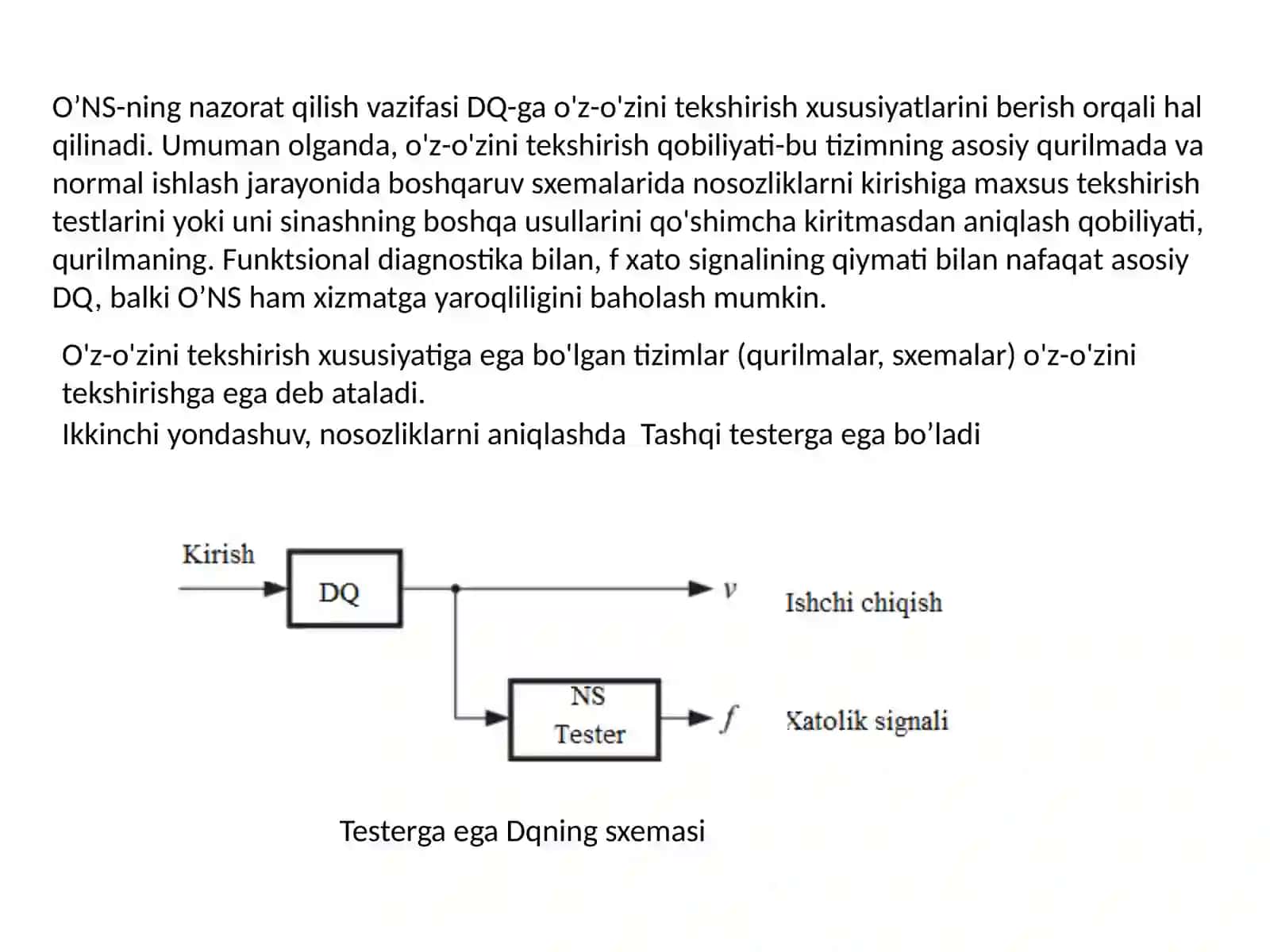 O’z-O’zini tekshiruvchi diskret kurilmalar sintezi 4