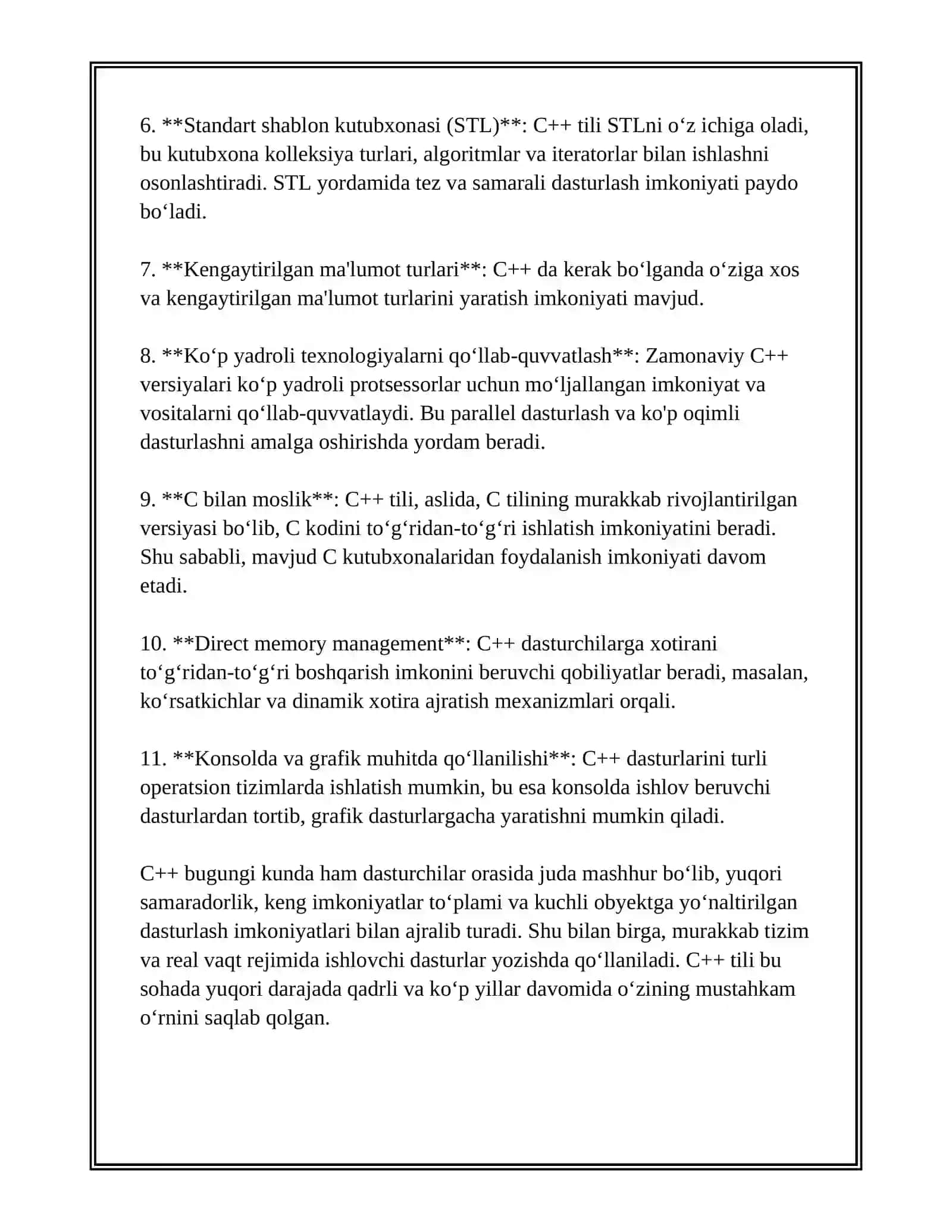 DASTURLASH TILLARI C++ 4