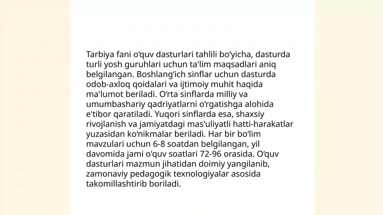 Tarbiya fani darsliklari mazmunini tahlil etish 4