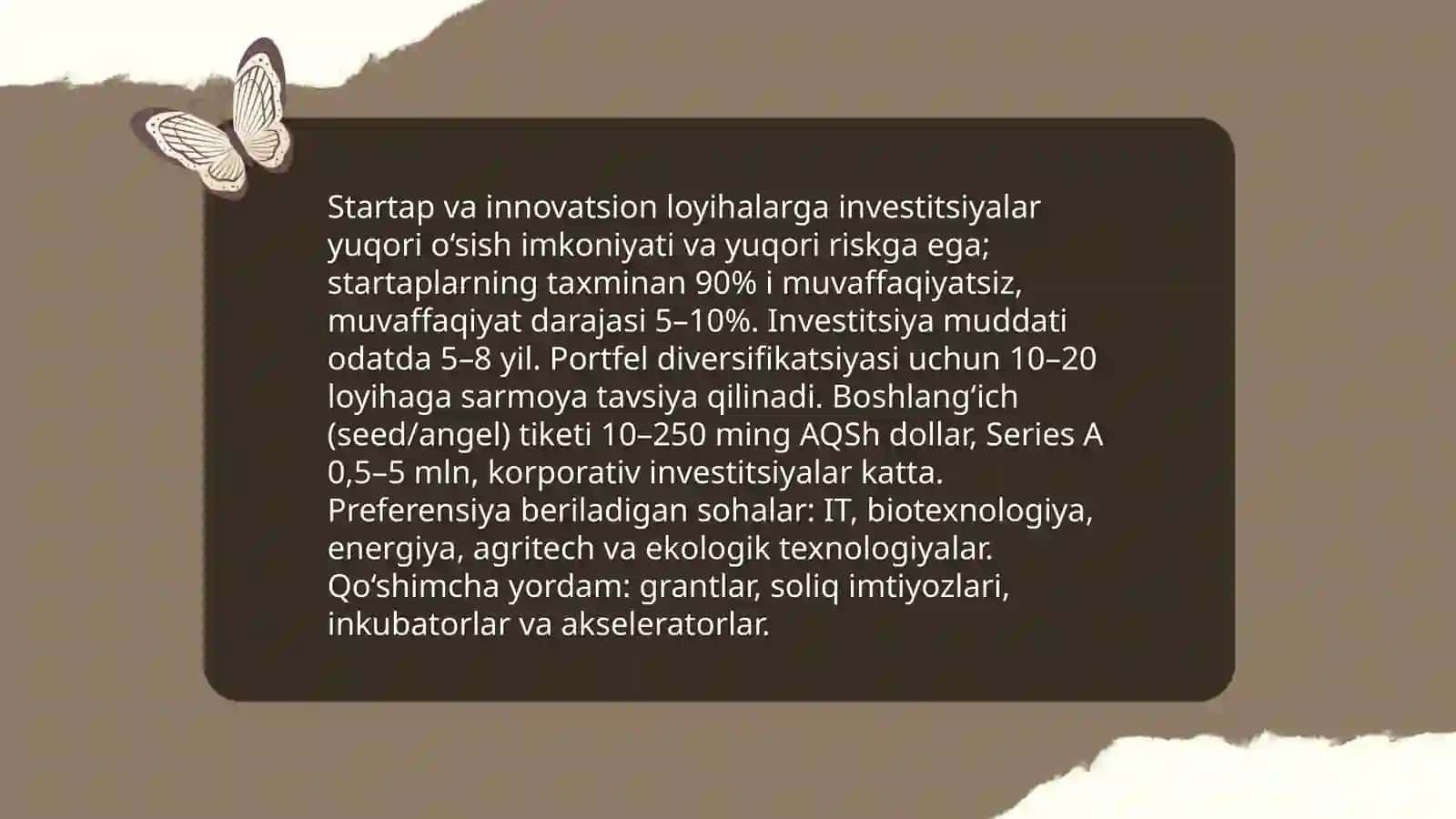 Kichik va o'rta biznesni (KOB) rivojlantirishga investitsiyalar 4