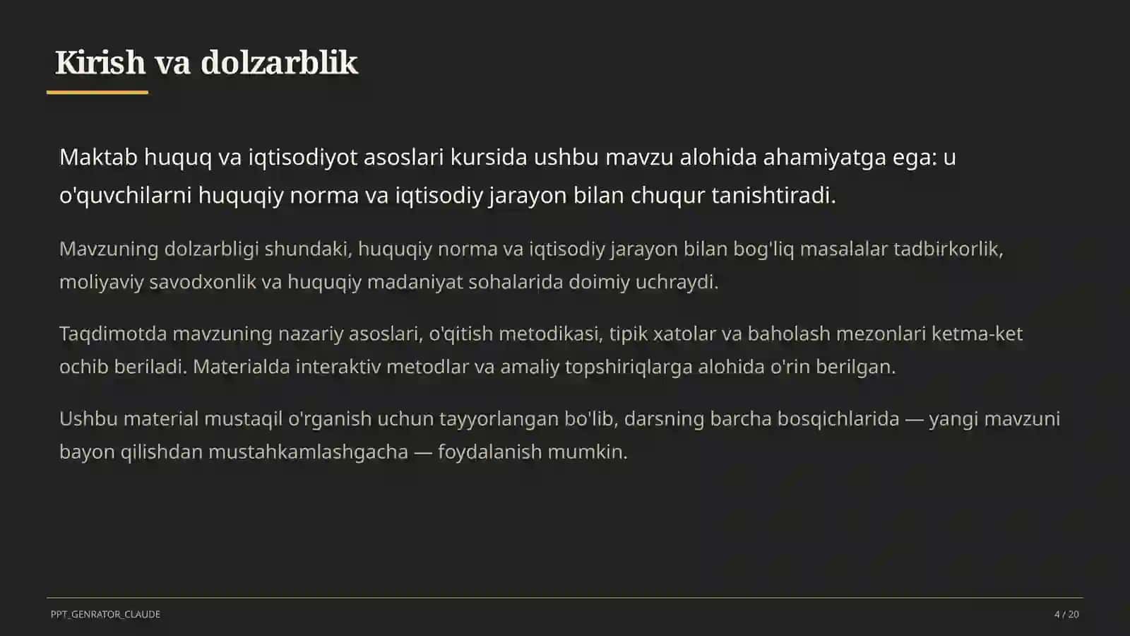O'zbekiston Respublikasi Konstitutsiyasi: asosiy tamoyillar (9-sinf) 4
