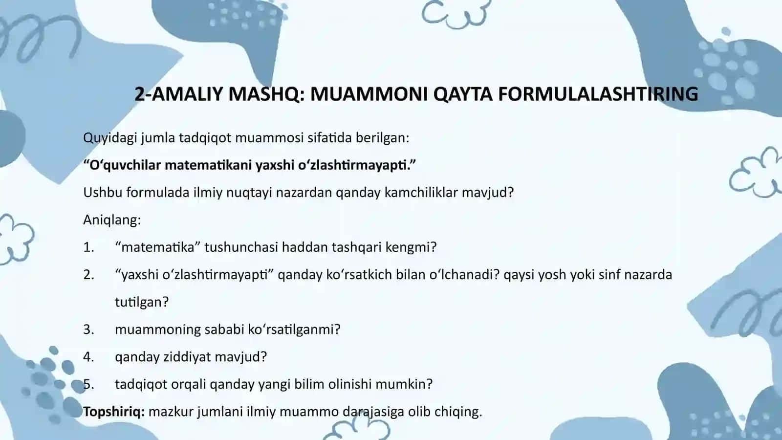 Kasbiy faoliyatda muammolarni tahlil va sintez asosida hal qilish 4