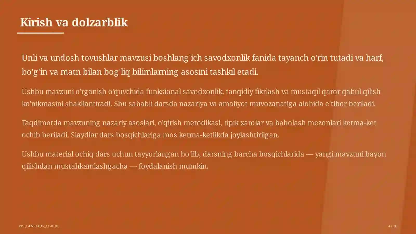 Unli va undosh tovushlar (1-sinf) 4